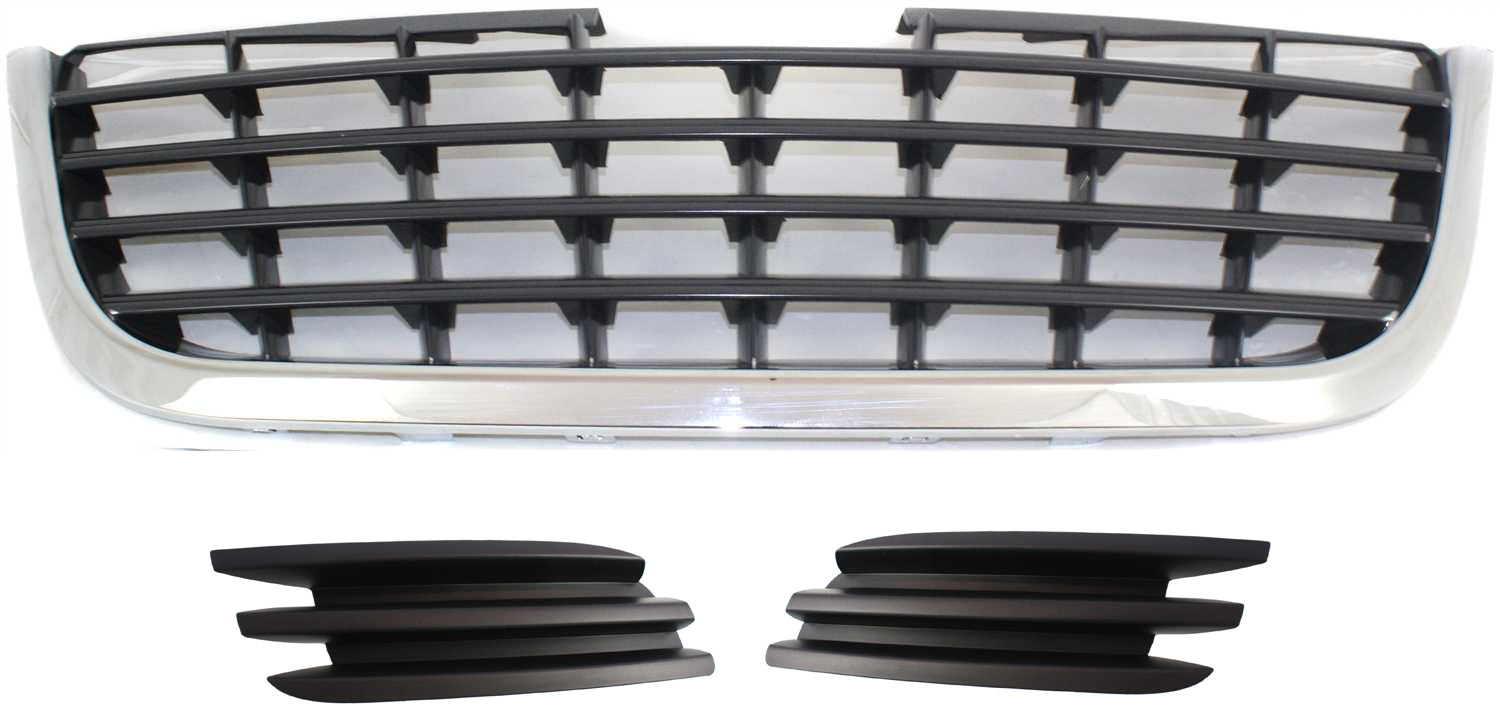 AM TOWN COUNTRY 08-10 GRILLE 3 pc Kit with Fog Light Covers SKU KIT 090717-82 Partslink CH1200322 CH1038108 CH1039108 OEM 5113127AA 5113221AA 5113220AA