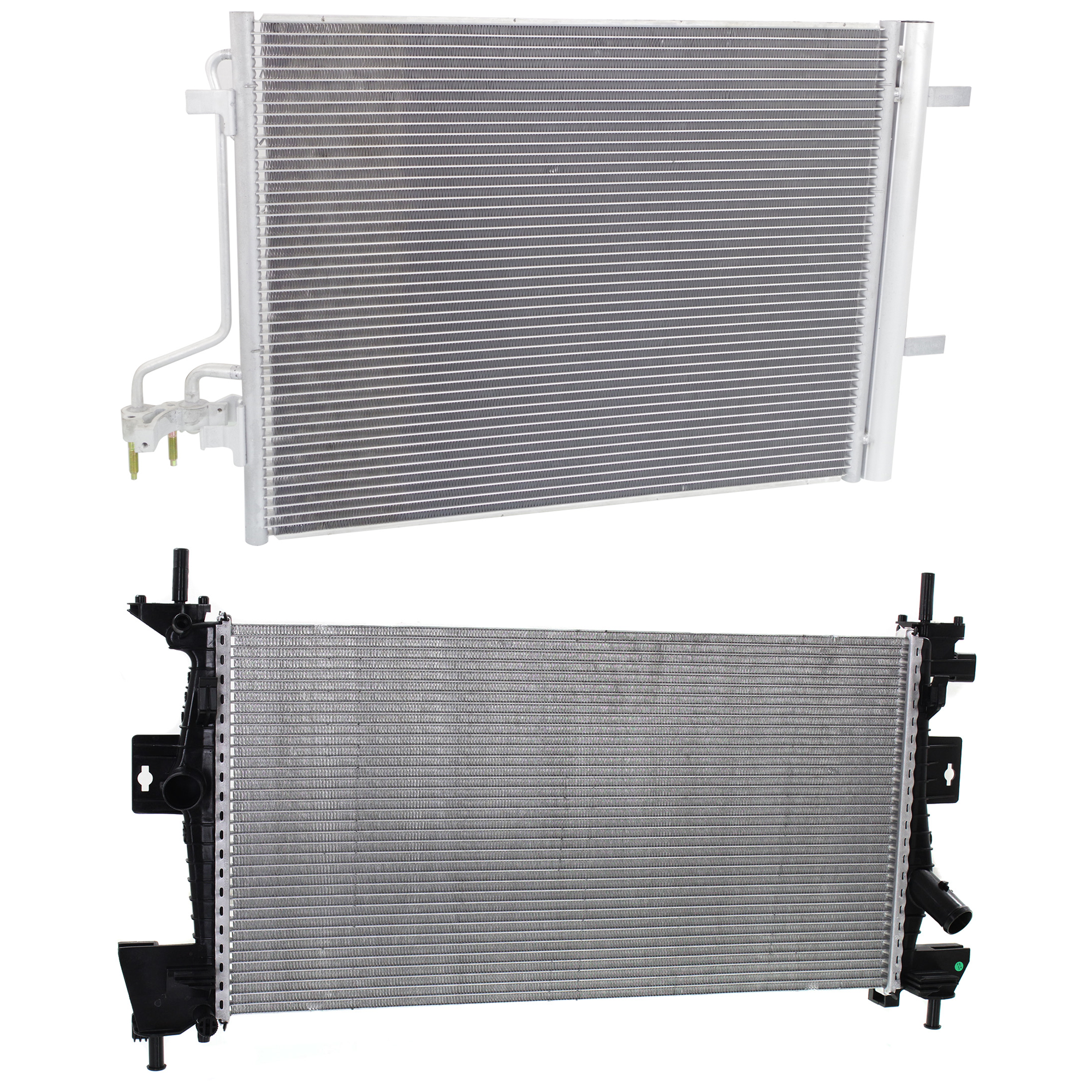 AM FOCUS 15-18 RADIATOR 2 pc kit 4 Cyl 2.0L Engine w A C Condenser SKU KIT 090723-04 Partslink FO3010301 FO3030251 OEM CV6Z8005A DV6Z19712E