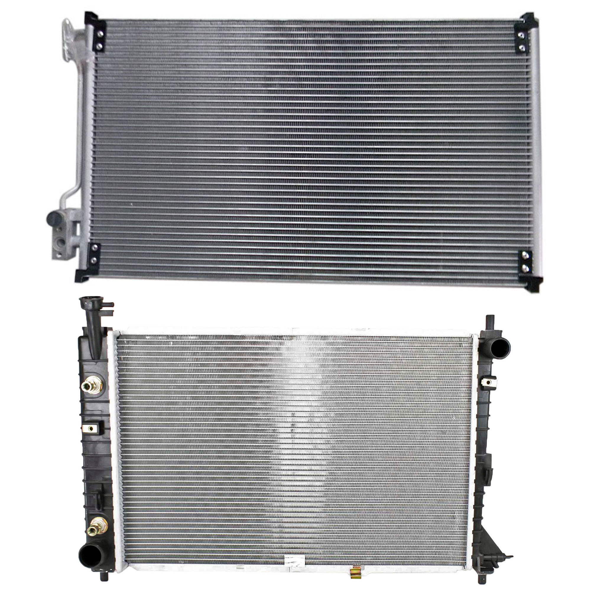 AM MUSTANG 98-04 RADIATOR 2 pc kit 6 Cyl 3.8L Engine w A C Condenser SKU KIT 090723-09 Partslink FO3010115 FO3030117 OEM 1R3Z8005CA 3R3Z19712AA