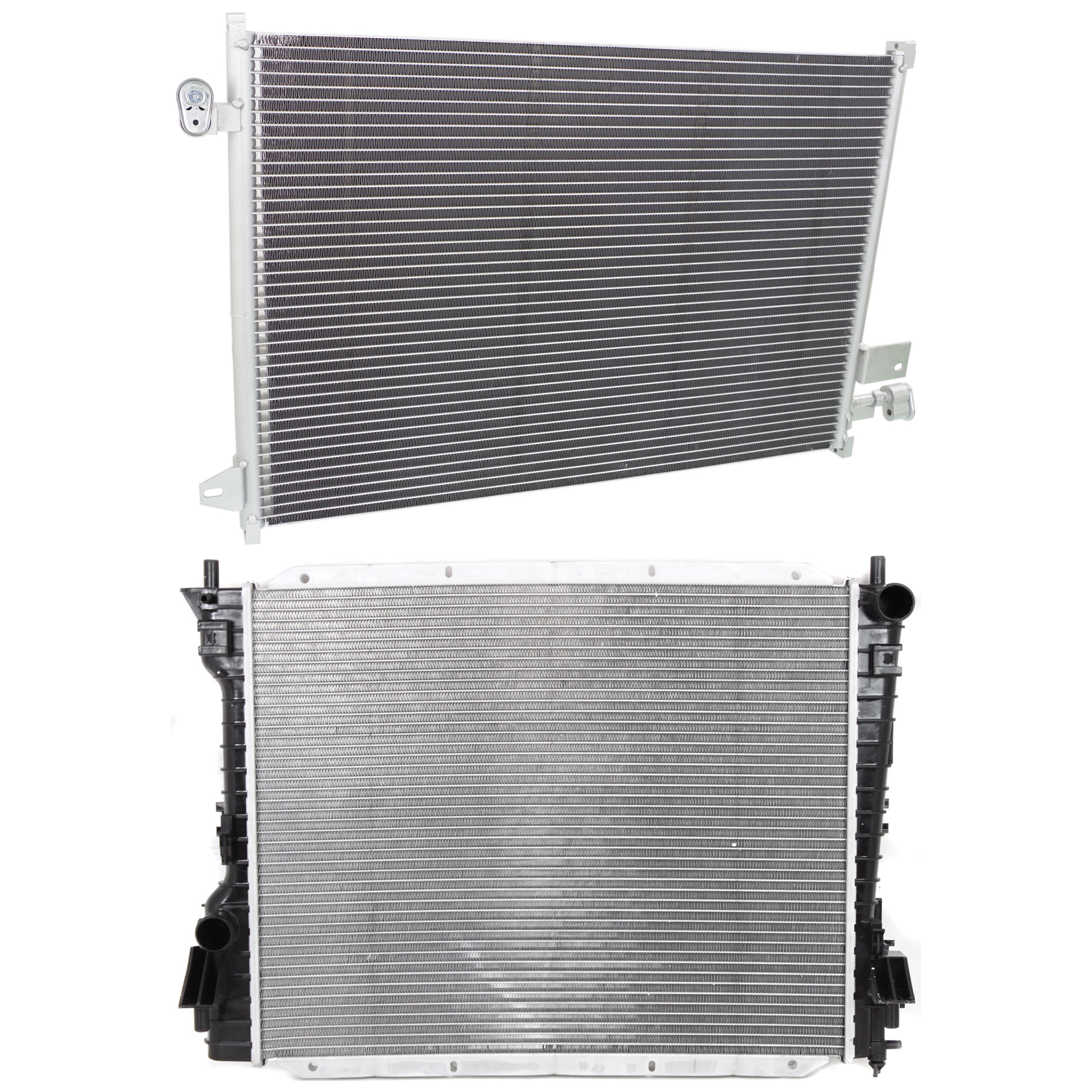AM MUSTANG 05-09 RADIATOR 2 pc kit 6-8 Cyl 4.0L 4.6L Engine w A C Condenser SKU KIT 090723-10 Partslink FO3010270 FO3030200 OEM 9R3Z8005B 6R3Z19712AB
