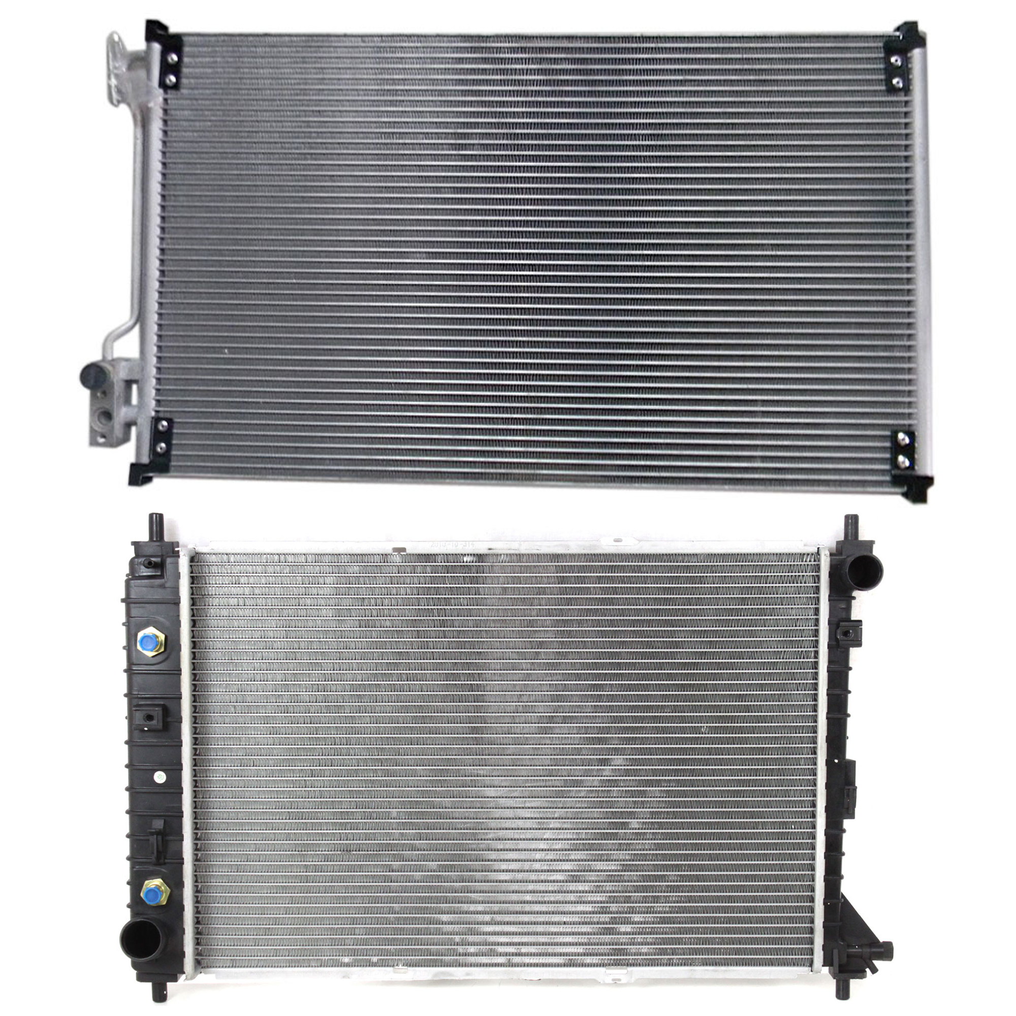 AM MUSTANG 98-04 RADIATOR 2 pc kit 8 Cyl 4.6L Engine w A C Condenser SKU KIT 090723-13 Partslink FO3010263 FO3030117 OEM 1R3Z8005AA 3R3Z19712AA