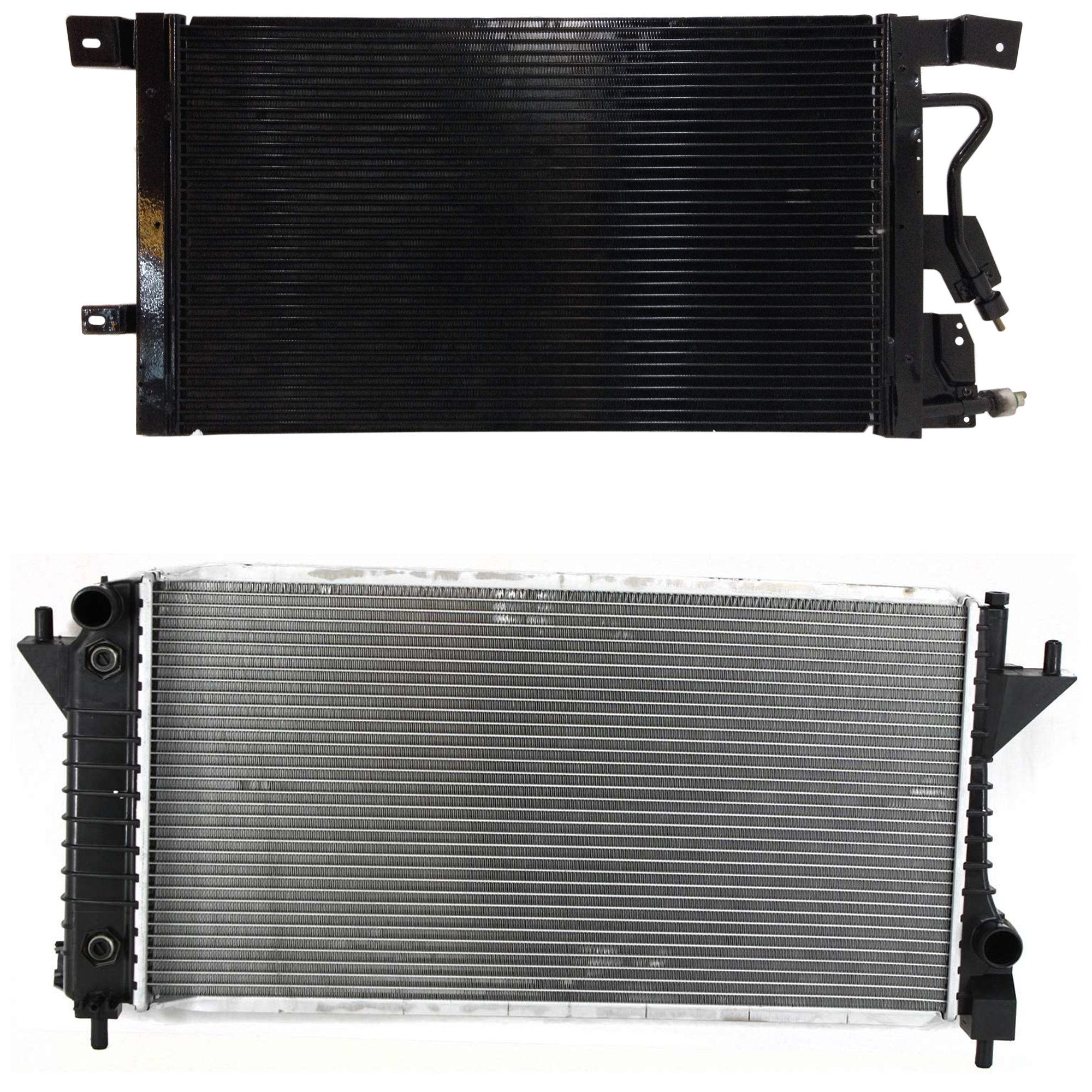 AM TAURUS 97-07 SABLE 97-05 RADIATOR 2 pc kit 6-8 Cyl 3.0L 3.4L Engine w A C Condenser SKU KIT 090723-15 Partslink FO3010119 FO3030120 OEM 2F1Z8005A 1F1Z19712AC