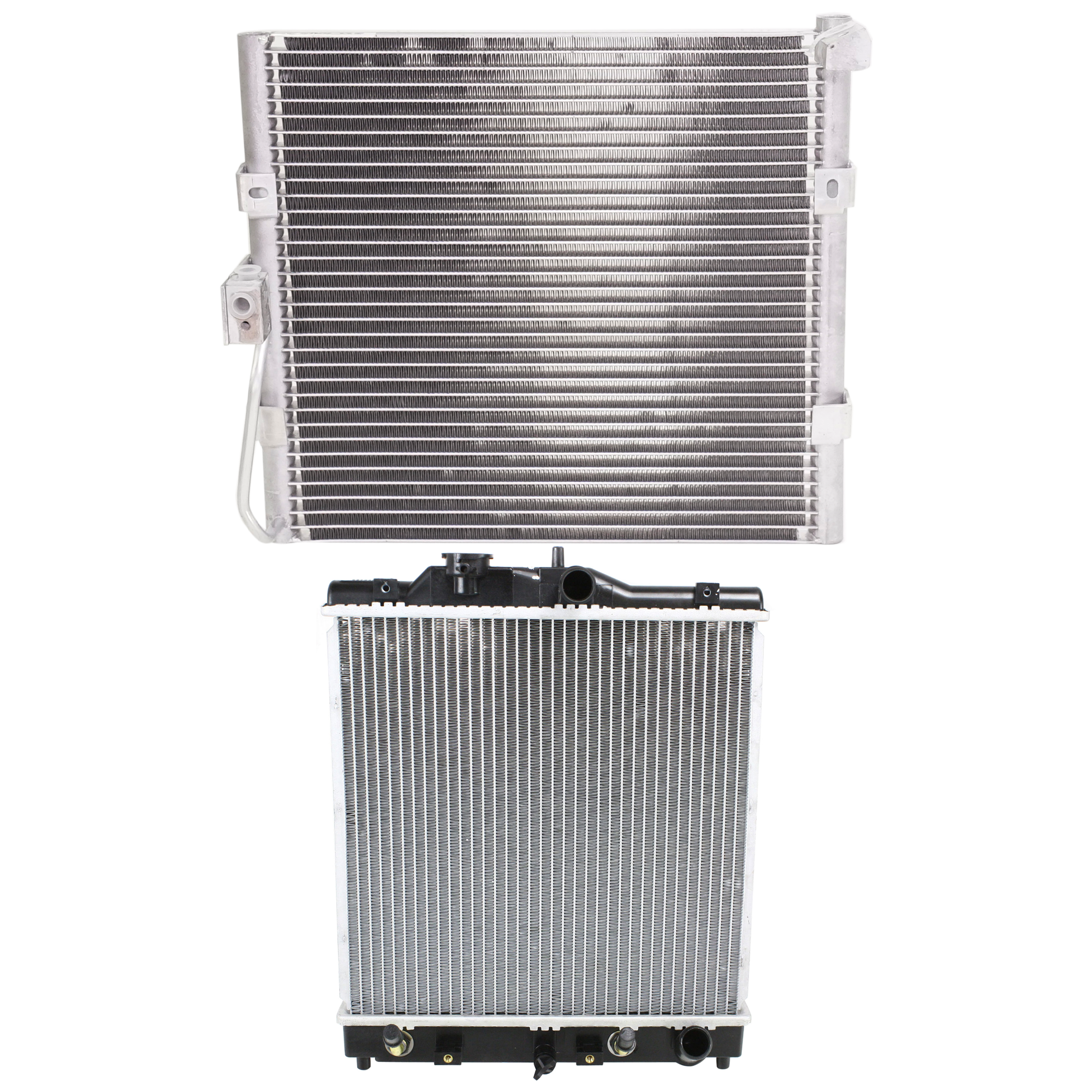 AM CIVIC 94-95 CIVIC DEL SOL 94-97 RADIATOR 2 pc kit 4 Cyl 1.5-1.6L Eng. with A C Condenser SKU KIT 090723-22 Partslink HO3010125 HO3030112 OEM 19010P7G902-04801SR1305