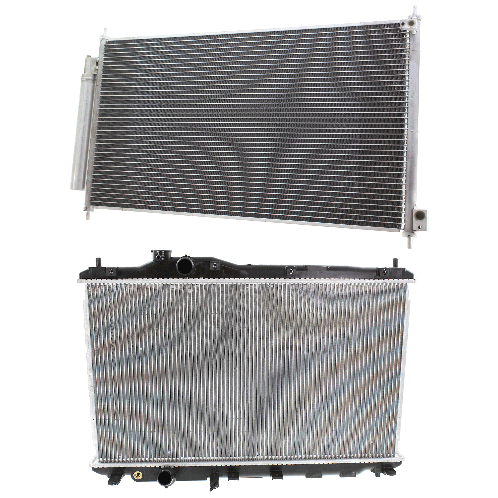 AM CIVIC 12-15 RADIATOR 2 pc kit Auto Trans 4 Cyl 1.8-2.4L Eng. with A C Condenser SKU KIT 090723-26 Partslink HO3010229 HO3030156 OEM 19010R1BA51-80110TR0A02
