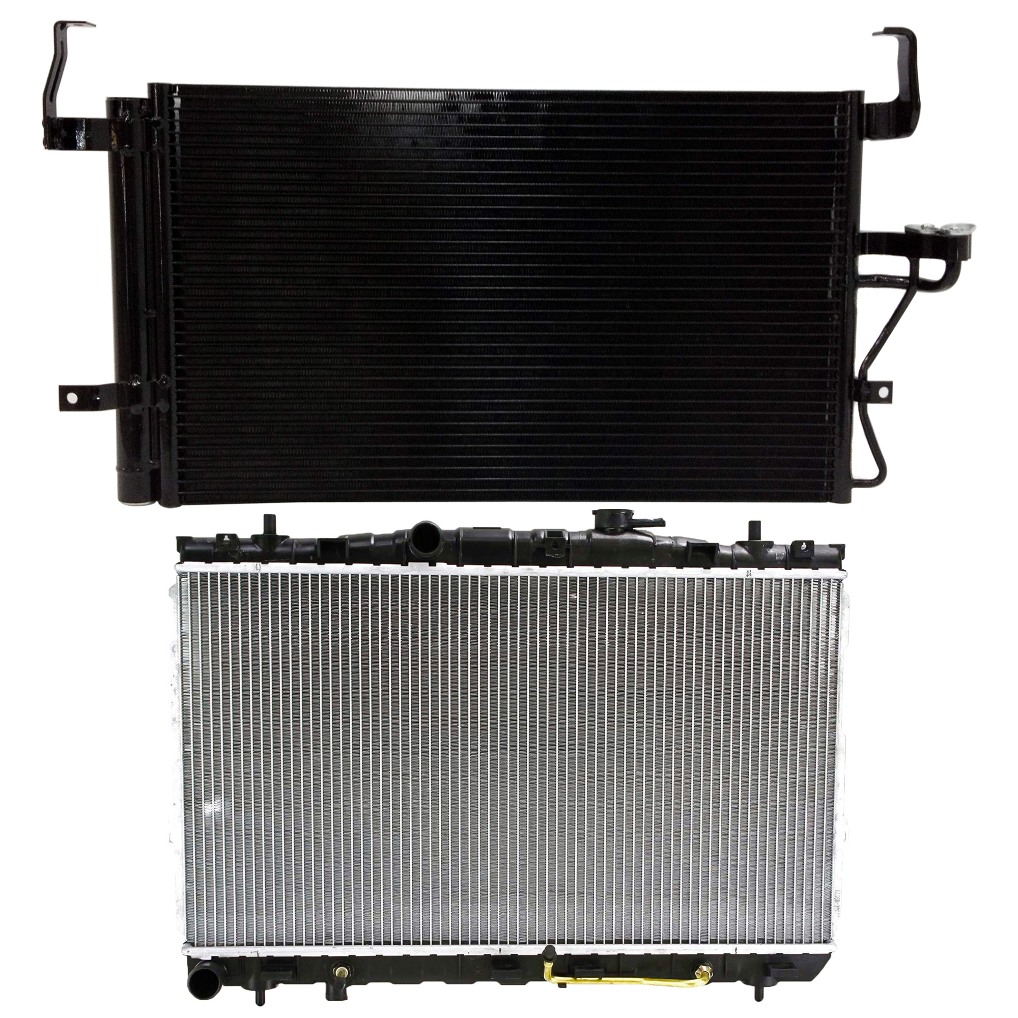 AM ELANTRA 01-06 RADIATOR 2 pc kit Auto Trans 4 Cyl 2.0L Eng. with A C Condenser SKU KIT 090723-35 Partslink HY3010111 HY3030101 OEM 253102D110-976062D000