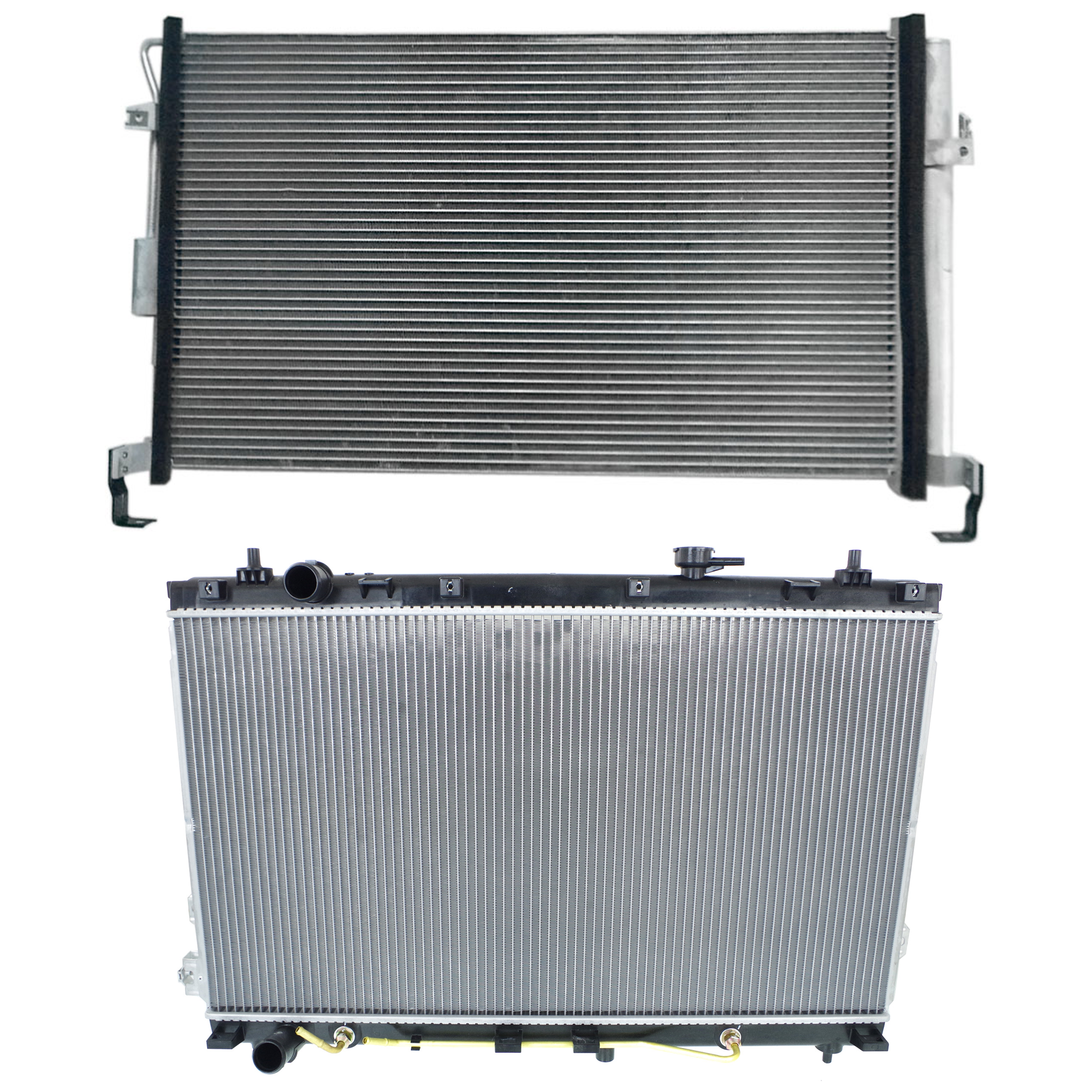 AM ENTOURAGE 07-08 SEDONA 06-10 RADIATOR 2 pc kit 6 Cyl 3.8L Eng. with A C Condenser SKU KIT 090723-36 Partslink KI3010128 KI3030118 OEM 253104D901-976064D900