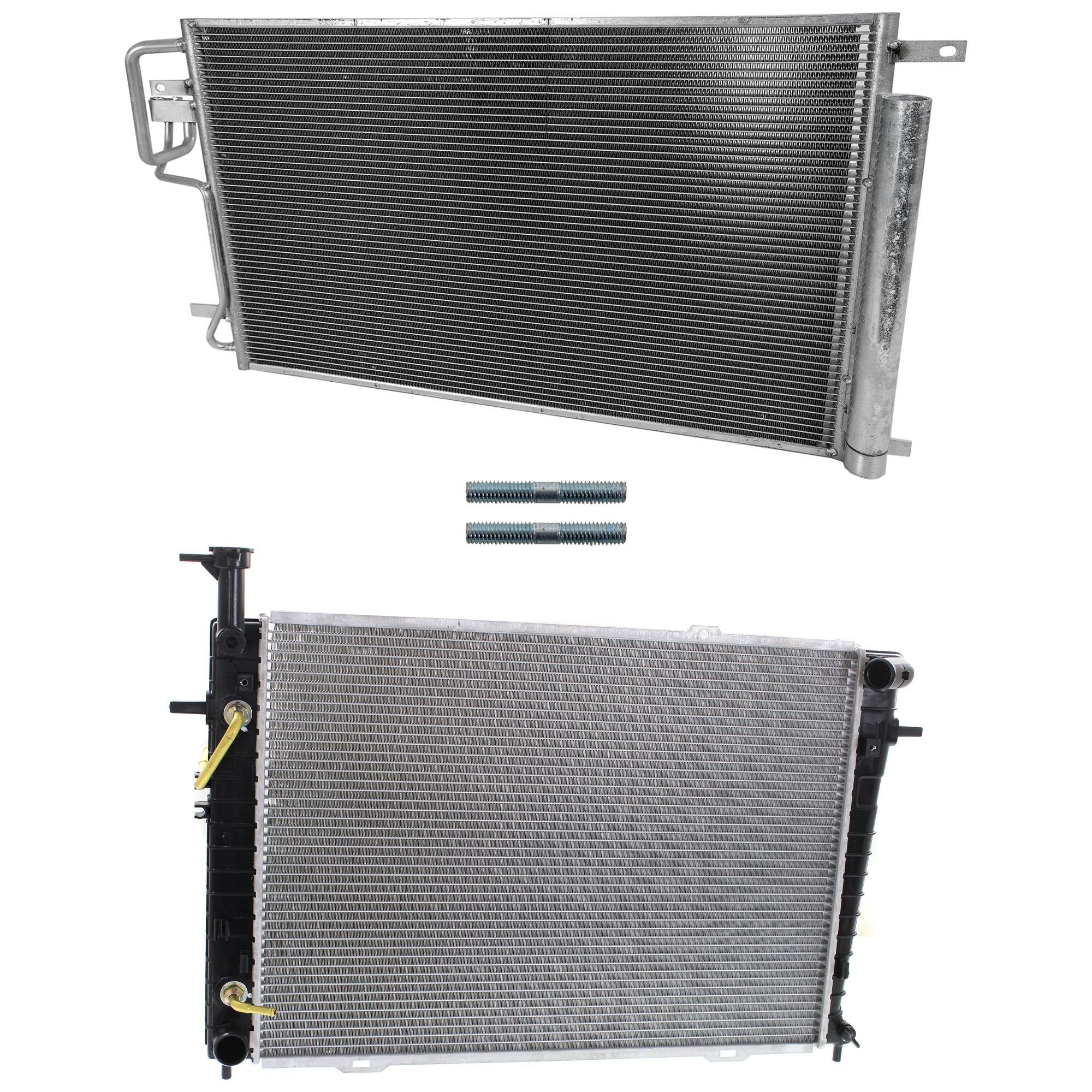 AM SPORTAGE 05-10 TUCSON 05-09 RADIATOR 2 pc kit Auto Trans 4-6 Cyl 2.0-2.7L Eng. with A C Condenser SKU KIT 090723-39 Partslink KI3010125 HY3030133 OEM 253102E800-976062E000