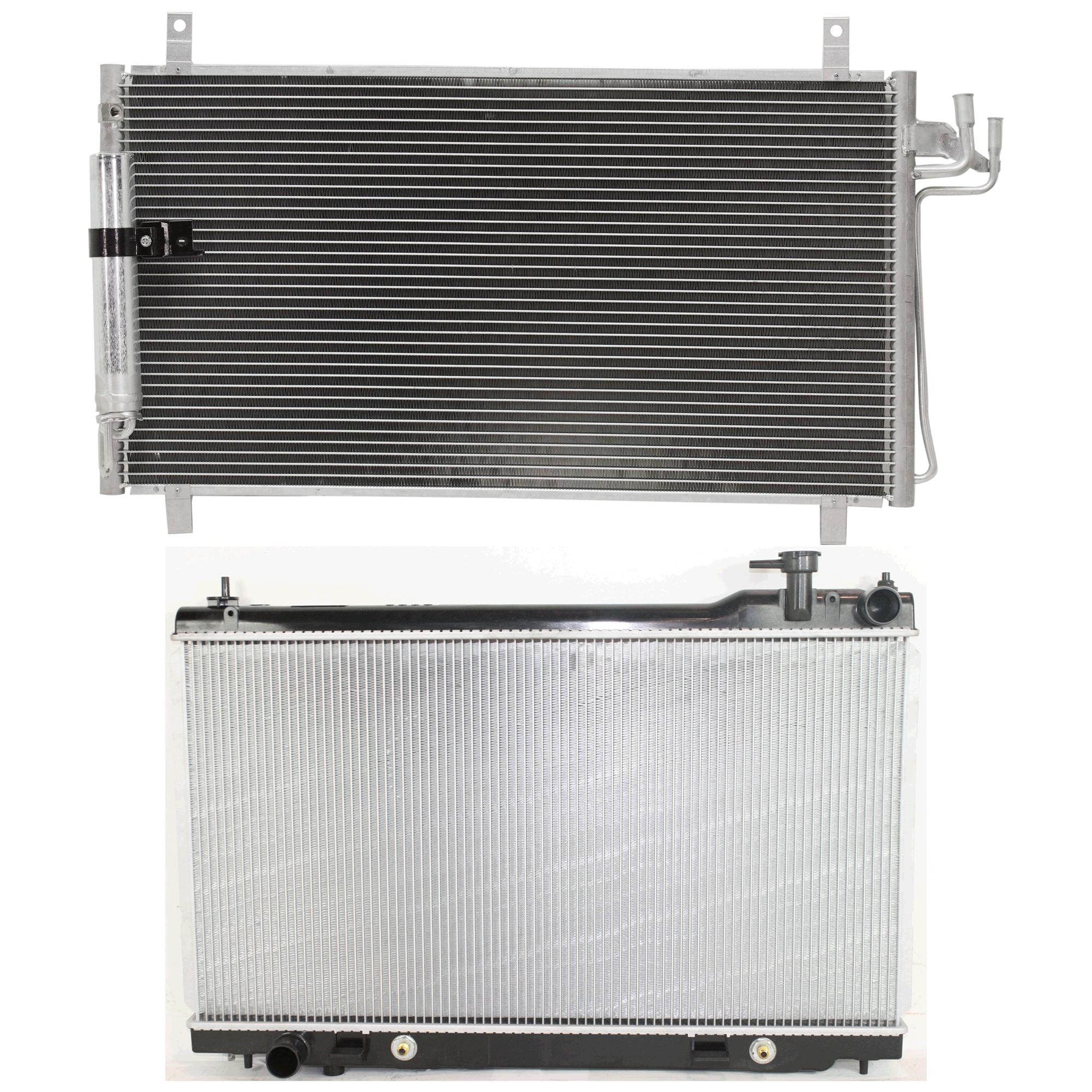 AM G35-03-07 RADIATOR 2 pc kit Auto Manual Trans 6 Cyl 3.5L Eng. with A C Condenser SKU KIT 090723-40 Partslink IN3010118 IN3030121 OEM 21460AM900-92100AM600