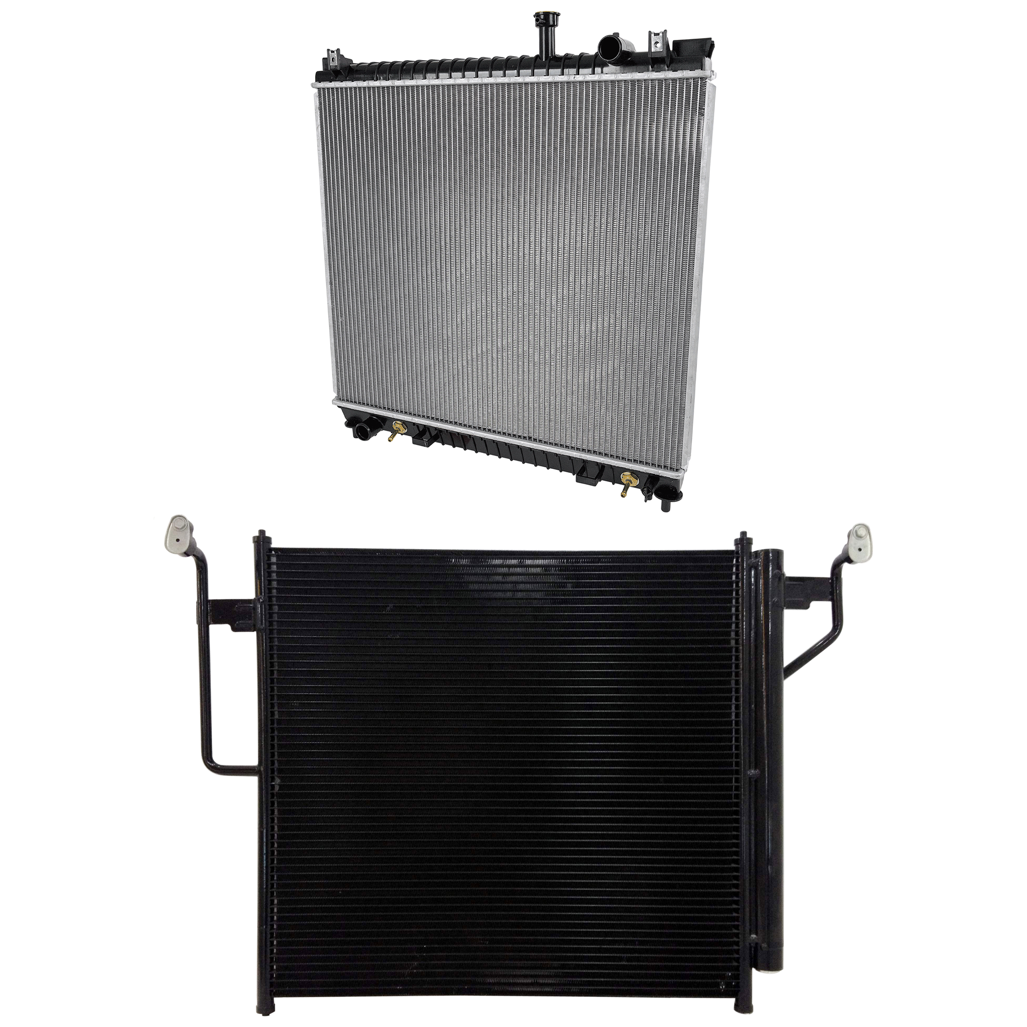 AM ARMADA 05-15 TITAN 04-15 RADIATOR 2 pc kit 8 Cyl 5.6L Eng. with A C Condenser SKU KIT 090723-42 Partslink NI3010202 NI3030157 OEM 21460ZZ90A 921009GF0A