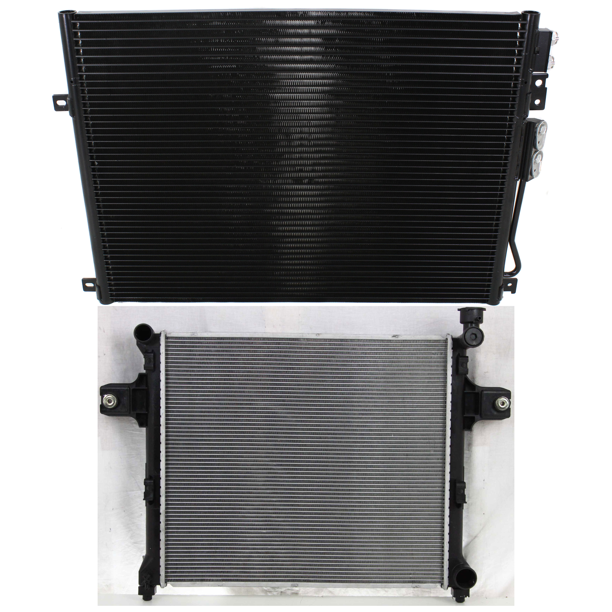AM COMMANDER 06-10 GRAND CHEROKEE 05-10 RADIATOR 2 pc kit 6-8 Cyl 3.7-4.7-5.7L Eng. with A C Condenser SKU KIT 090723-46 Partslink CH3010328 CH3030221 OEM 55116842AB 55116928AA