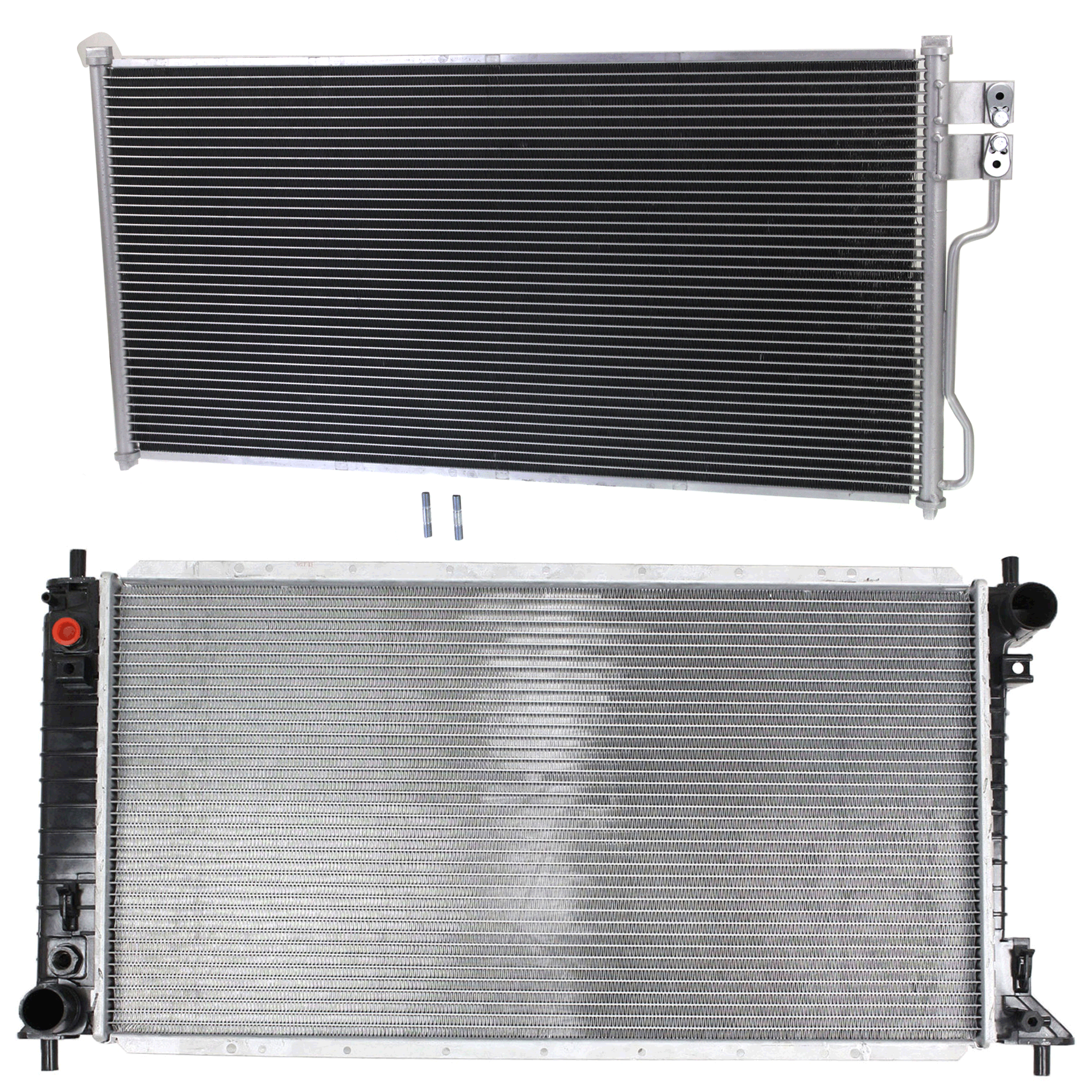 AM EXPEDITION NAVIGATOR 99-02 RADIATOR 2 pc kit 8 Cyl 4.6L 5.4L Eng w A C Condenser SKU KIT 090823-03 Partslink FO3010142 FO3030138 OEM YL1Z8005CA 6L1Z19712AA