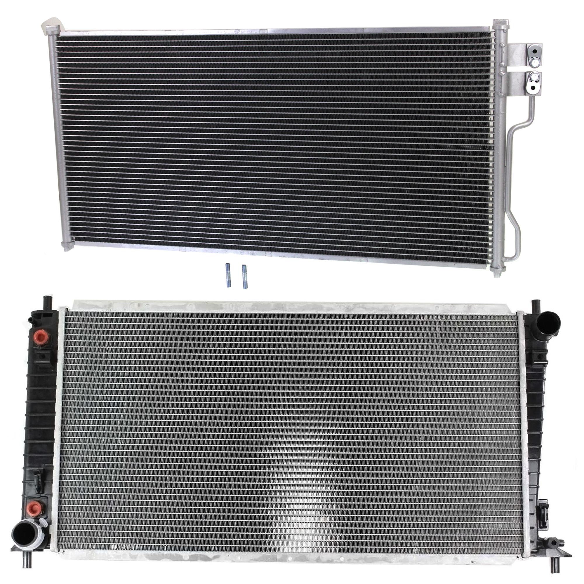 AM EXPEDITION 97-02 NAVIGATOR 98-02 RADIATOR 8 Cyl. 5.4L Engine 2 Row Core 2 pc kit w A C Condenser SKU KIT 090823-05 Partslink FO3010144 FO3030138 OEM F75Z8005JA 6L1Z19712AA