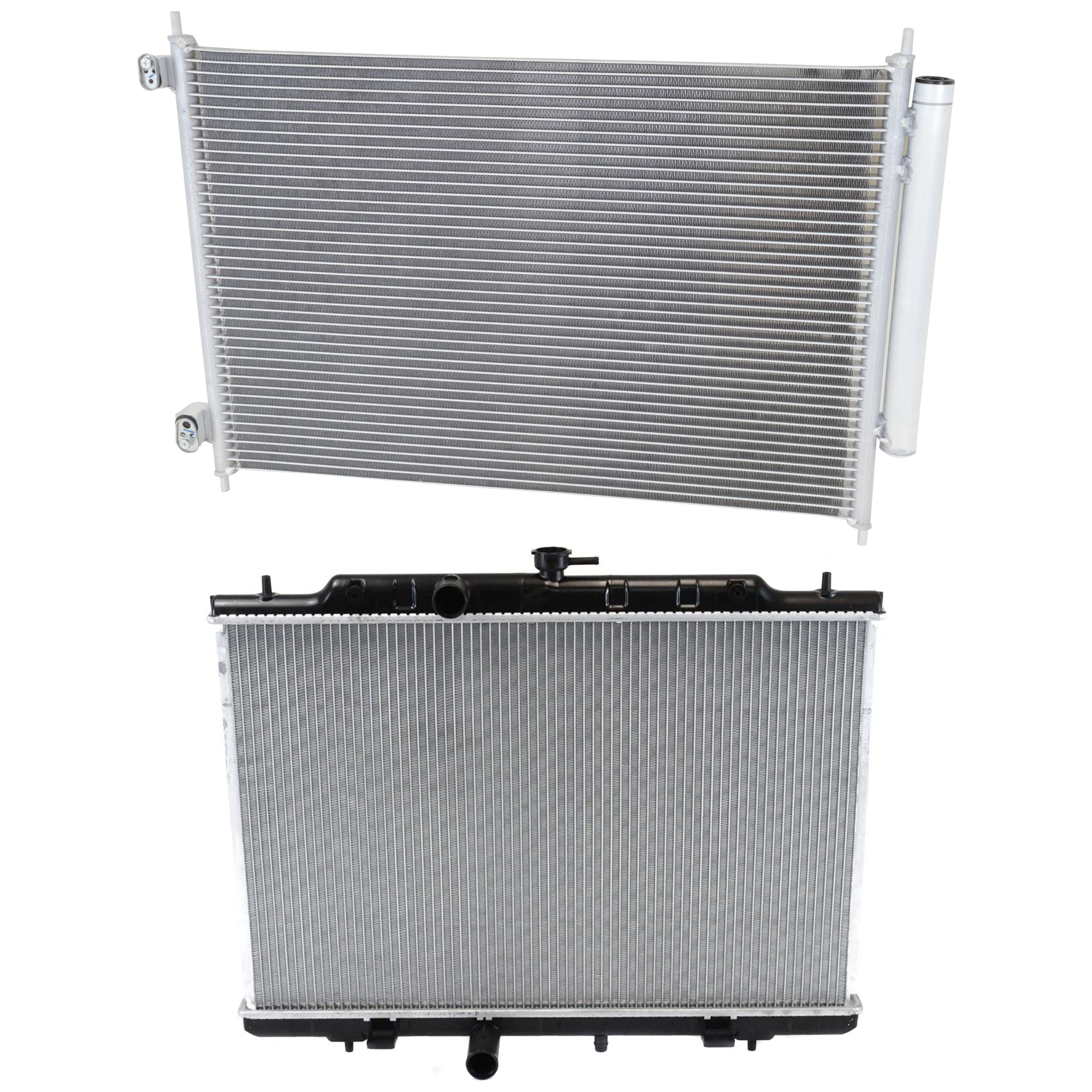 AM ROGUE 08-13 ROGUE SELECT 14-15 RADIATOR 2 pc kit 4 Cyl 2.5L Eng. with A C Condenser SKU KIT 090823-17 Partslink NI3010209 NI3030164 OEM 21400JM00A 92100JG000