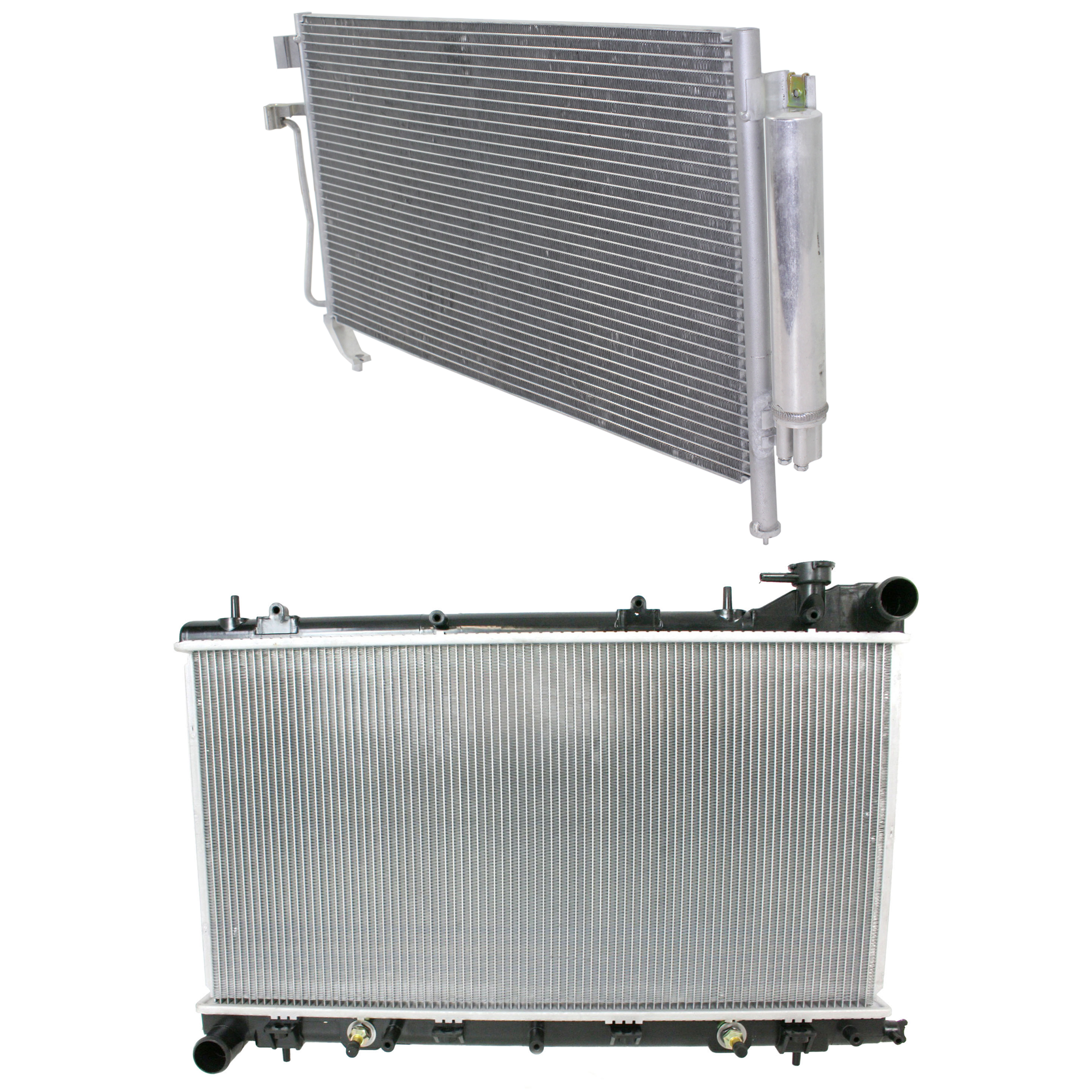 AM FORESTER 03-08 RADIATOR 2 pc kit Auto Manual Trans 4 Cyl 2.5L Eng. with A C Condenser SKU KIT 090823-24 Partslink SU3010142 SU3030126 OEM 45119SA050-73210SA012