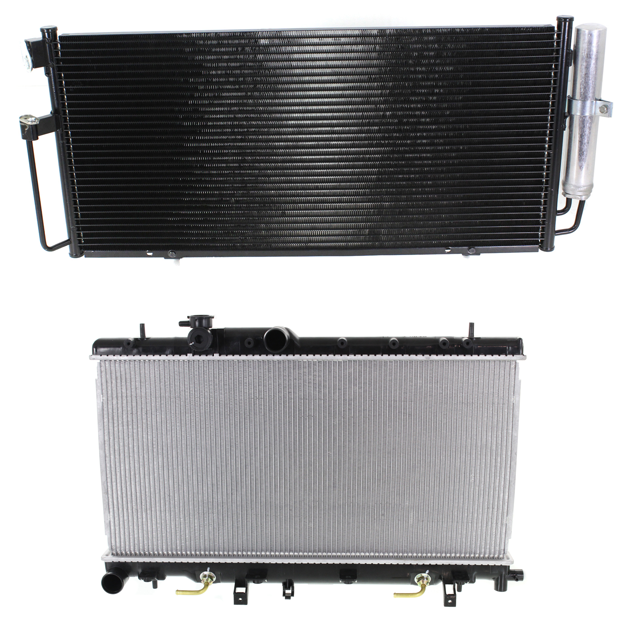 AM IMPREZA 04-07 RADIATOR 2 pc kit Auto Manual Trans 4 Cyl 2.5L Eng. with A C Condenser SKU KIT 090823-26 Partslink SU3010140 SU3030127 OEM 45119FE050-73210FE010