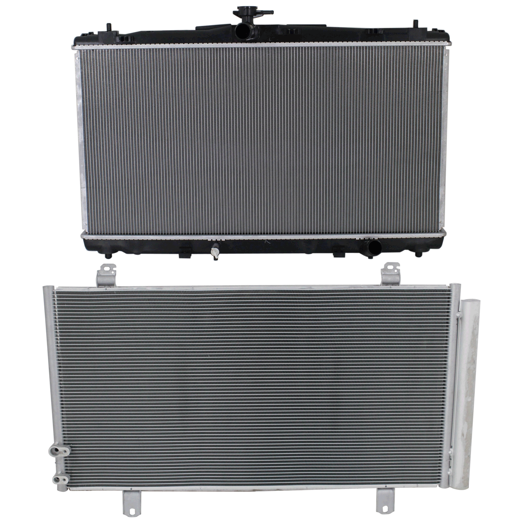 AM CAMRY 12-17 RADIATOR 2 pc kit 4 Cyl 2.5L Eng. with A C Condenser SKU KIT 090823-32 Partslink TO3010338 TO3010339 TO3030323 OEM 164000V110-164000P350-88460062