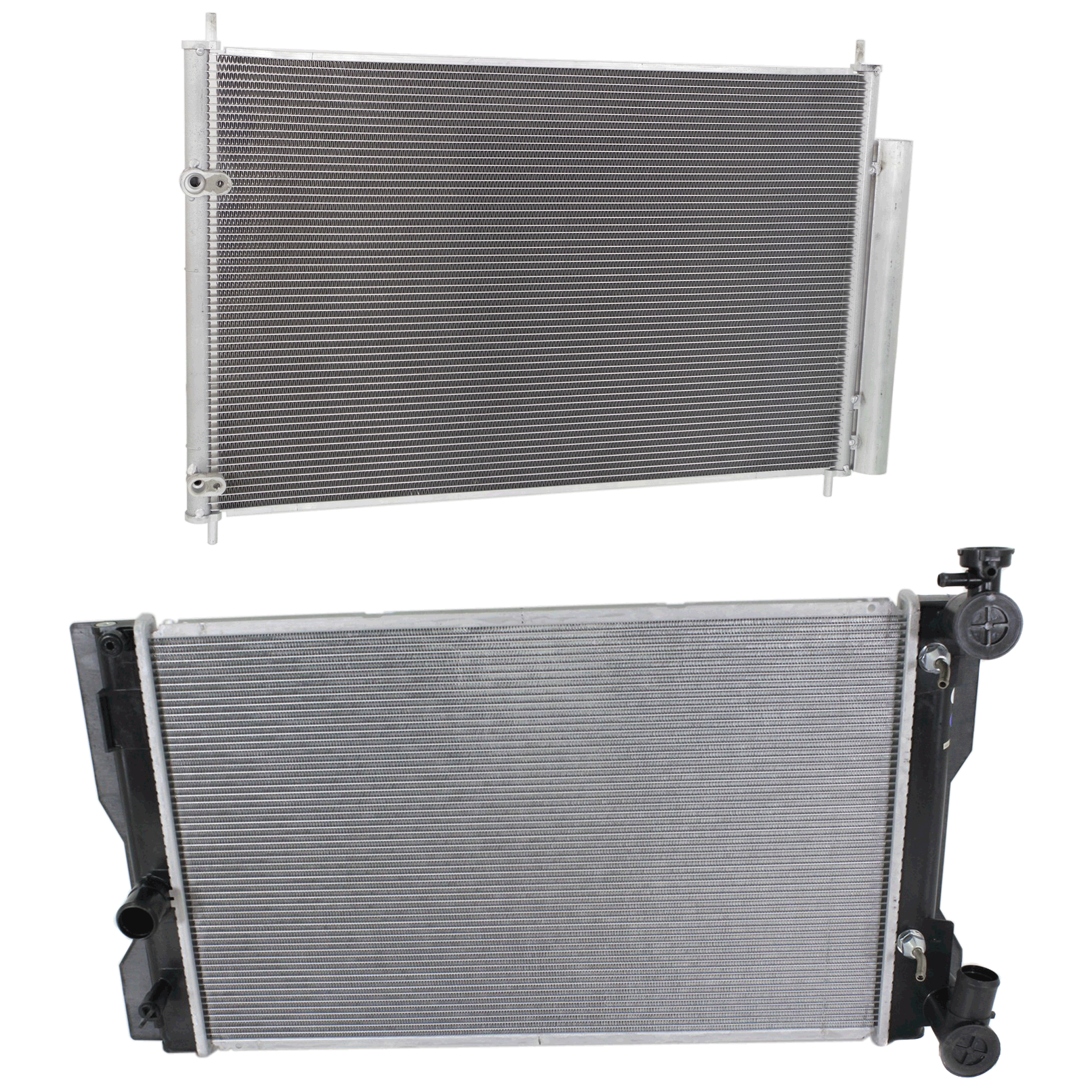 AM COROLLA 14-17 MATRIX 09-14 RADIATOR 2 pc kit Auto Trans 4 Cyl 1.8L Eng. with A C Condenser SKU KIT 090823-33 Partslink TO3010323 SC3030105 OEM 164100T031-8845012280-88450123