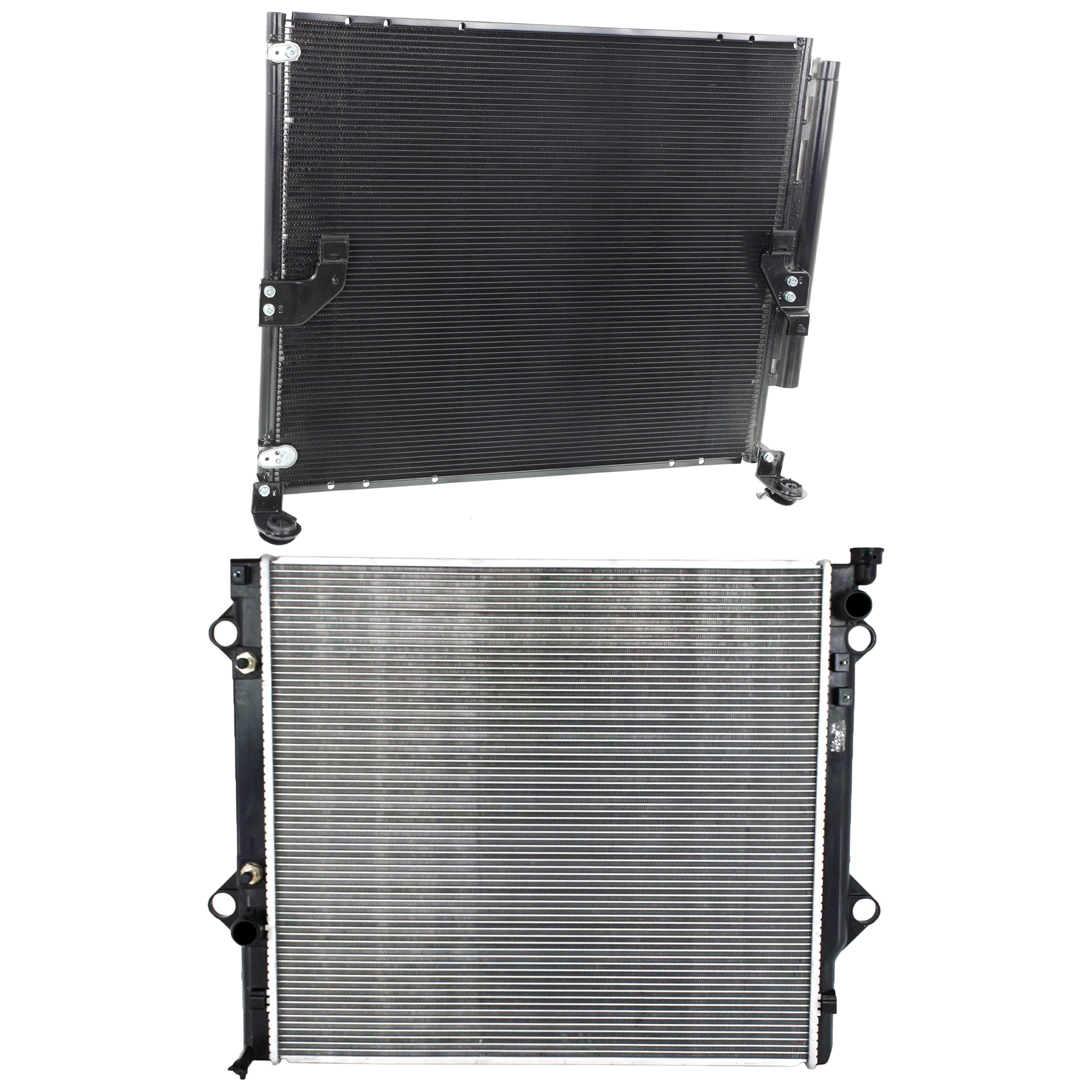 AM FJ CRUISER 07-14 RADIATOR 2 pc kit 6 Cyl 4.0L Eng. with A C Condenser SKU KIT 090823-34 Partslink TO3010274 TO3030207 OEM 1640031352-8846035380