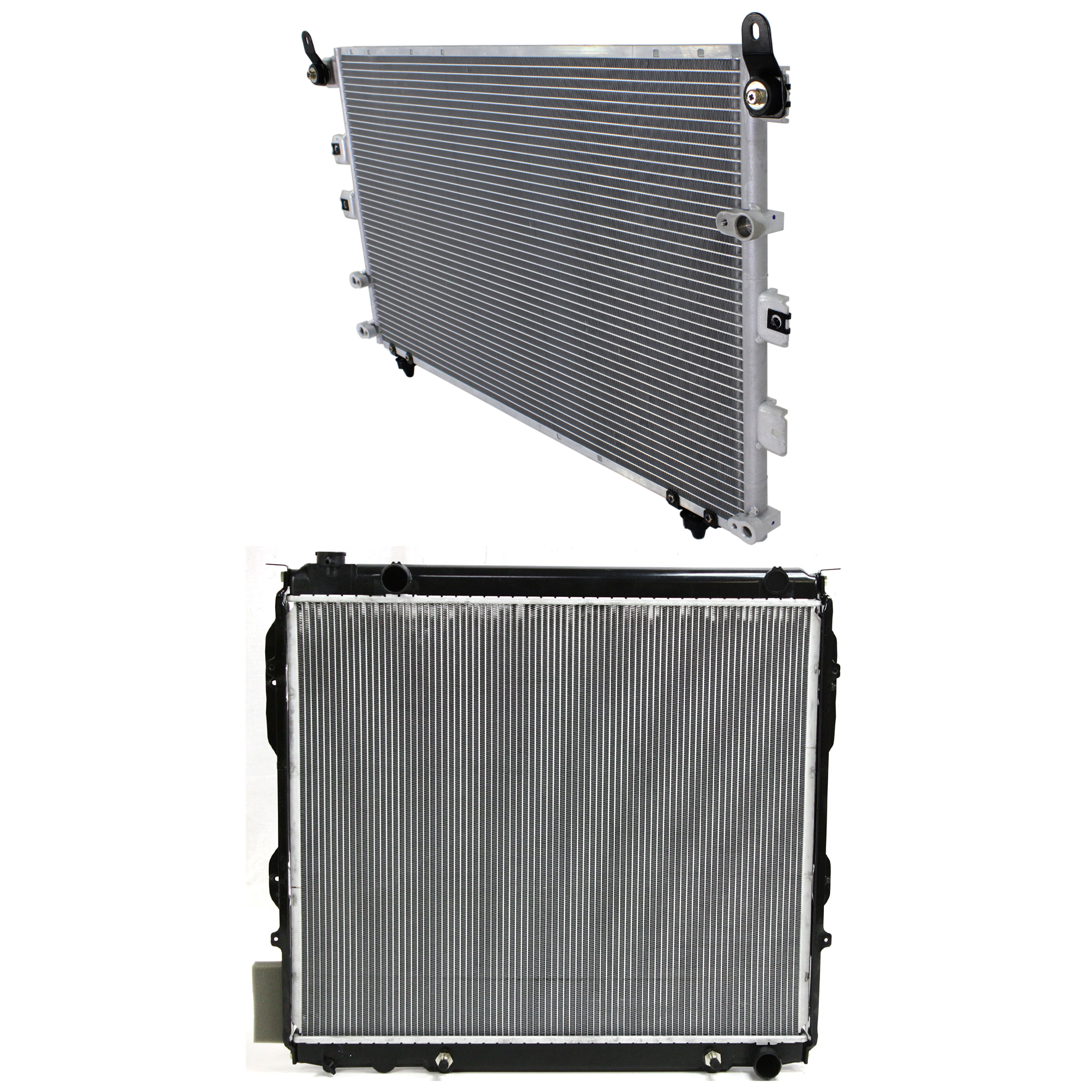 AM SEQUOIA 01-07 RADIATOR 2 pc kit 8 Cyl 4.7L Eng. with A C Condenser SKU KIT 090823-39 Partslink TO3010162 TO3030140 OEM 164000F040-164000F030-884600C0