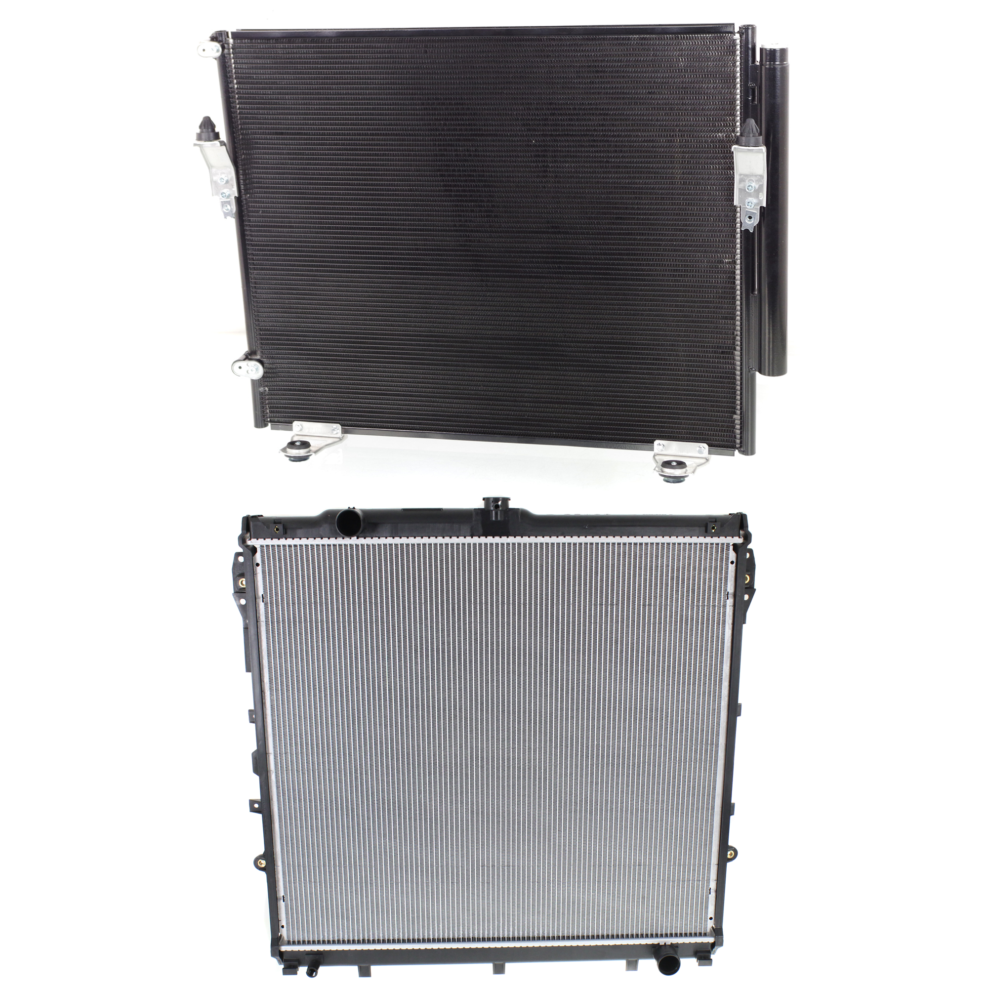 AM SEQUOIA 08-14 TUNDRA 07-19 RADIATOR 2 pc kit 8 Cyl 4.6-5.7L Eng. with A C Condenser SKU KIT 090823-40 Partslink TO3010316 TO3030210 OEM 164000S010-884600C101