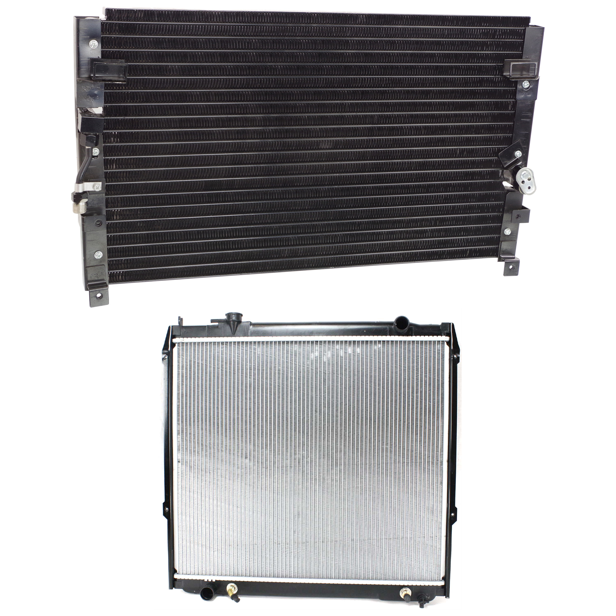 AM TACOMA 98-04 RADIATOR 2 pc kit Auto Trans 4-6 Cyl 2.4-2.7-3.4L Eng. with A C Condenser SKU KIT 090823-41 Partslink TO3010179 TO3030144 OEM 164100C042-8846104030