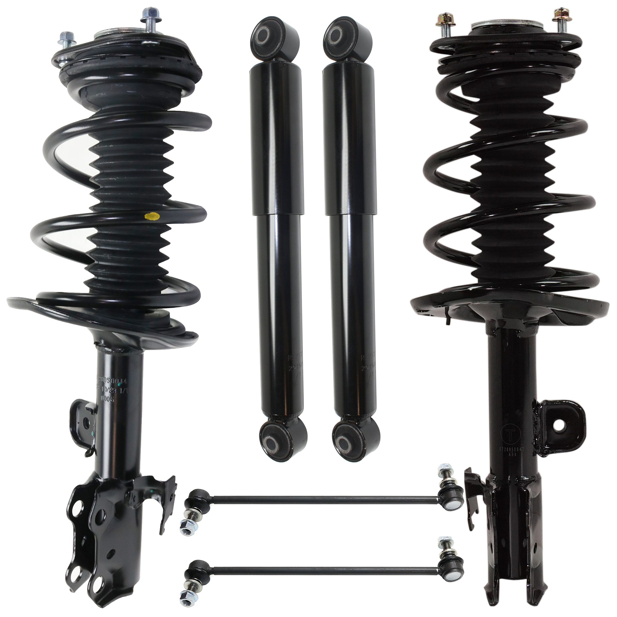 AM RAV4-06-12 FRONT AND REAR SUSPENSION KIT RH AND LH 6 pc kit with Loaded Struts Shock Absorbers and Sway Bar Links SKU KIT 090922-07 OEM 485310R051-272275-811391-81765