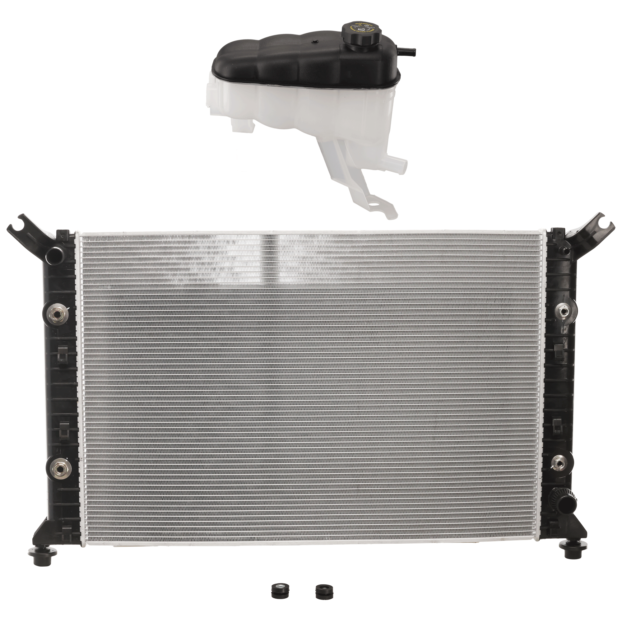AM SILVERADO SIERRA 1500-07-13-2500 HD 3500 HD 07-19 RADIATOR 2 pc Kit 6.0L Eng. includes Coolant Reservoir SKU KIT 090925-14 Partslink GM3014118 OEM 84368363-22870828 PFM