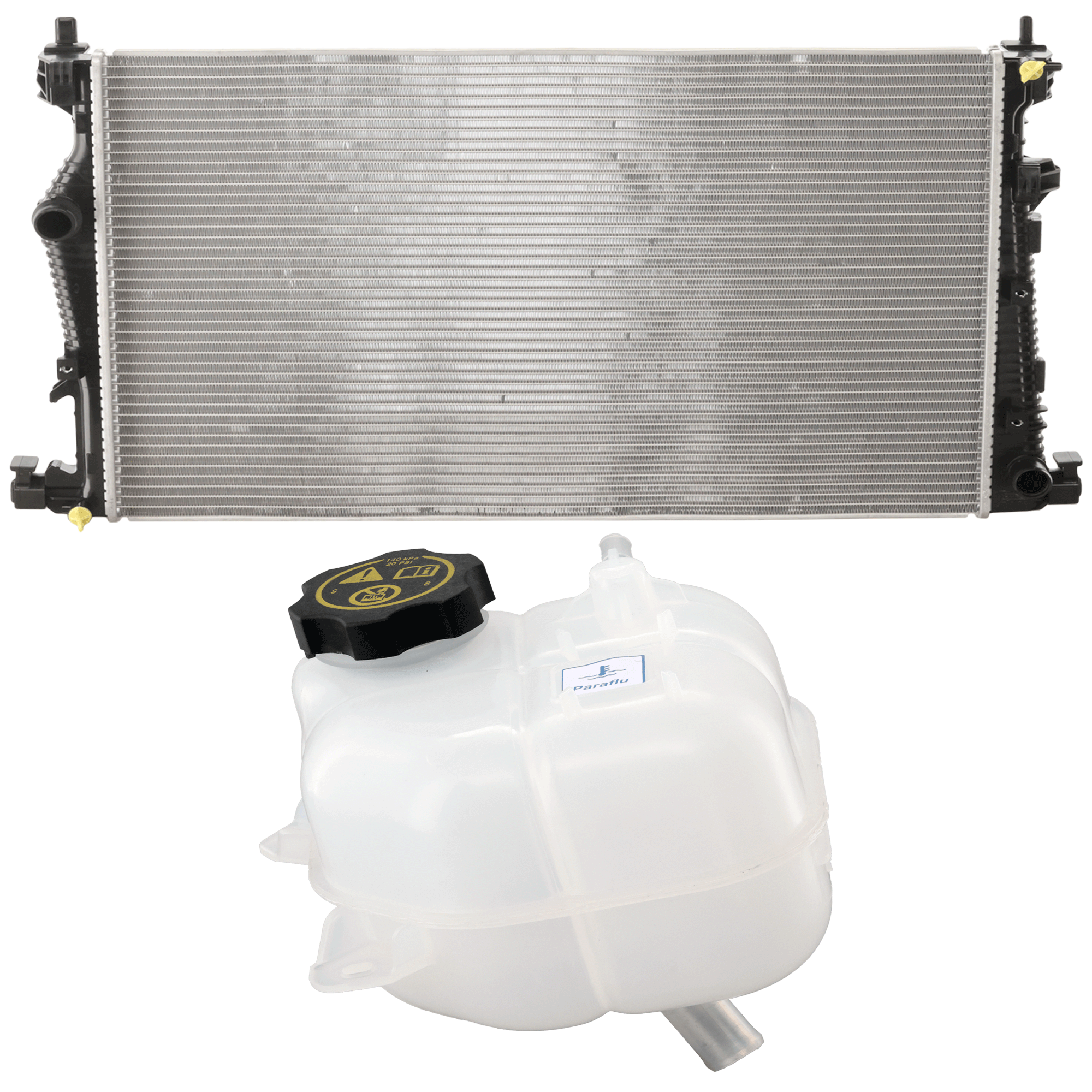 AM CHEROKEE 14-18 CHRYSLER 200-15-17 RADIATOR 2 pc Kit Single Fan includes Coolant Reservoir SKU KIT 090925-17 Partslink CH3014161 OEM 68102155AD PFM