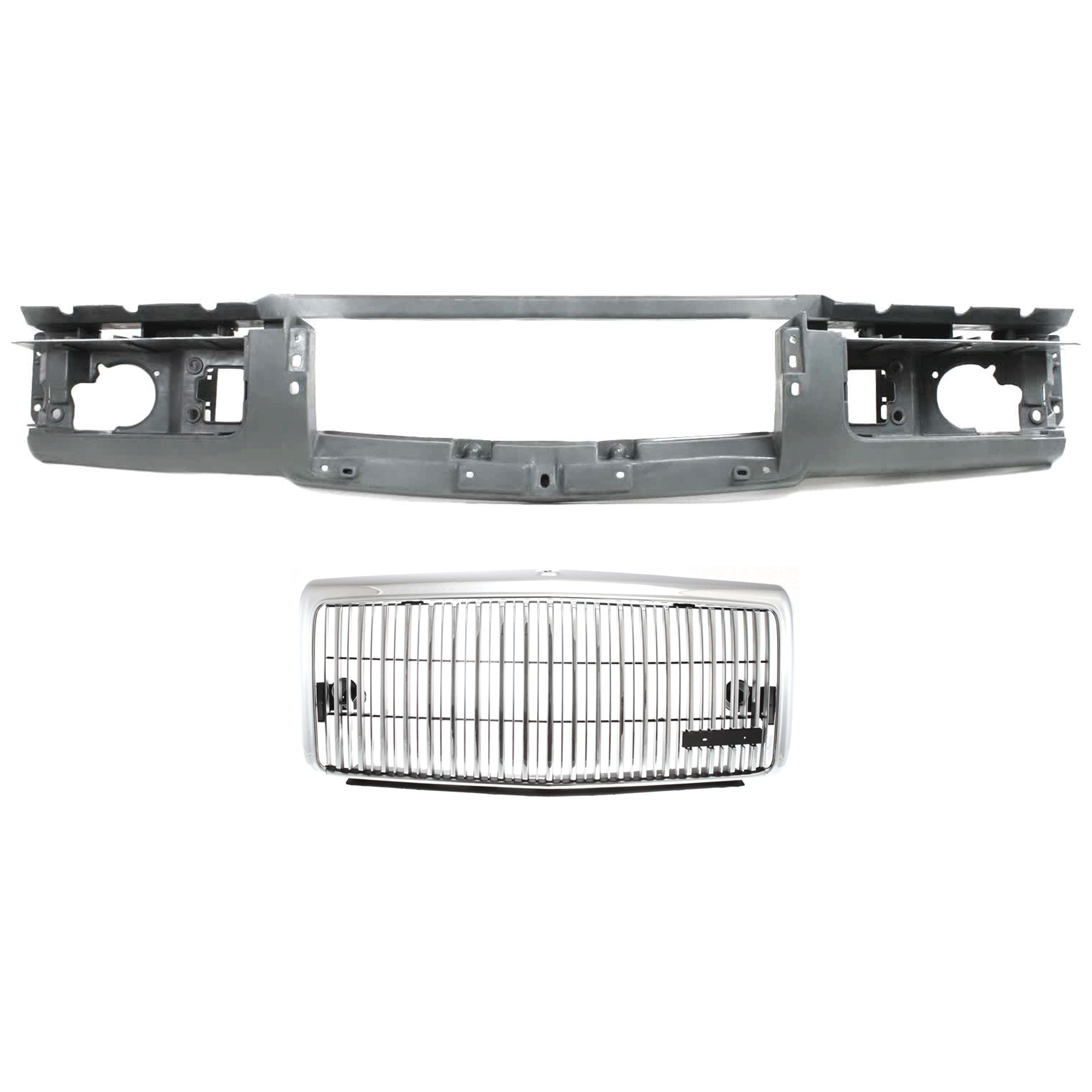 AM TOWN CAR 95-97 HEADER PANEL 2 pc Kit Thermoplastic and Fiberglass includes Grille Assembly SKU KIT 090925-30 Partslink FO1200333 OEM F5VY8200A