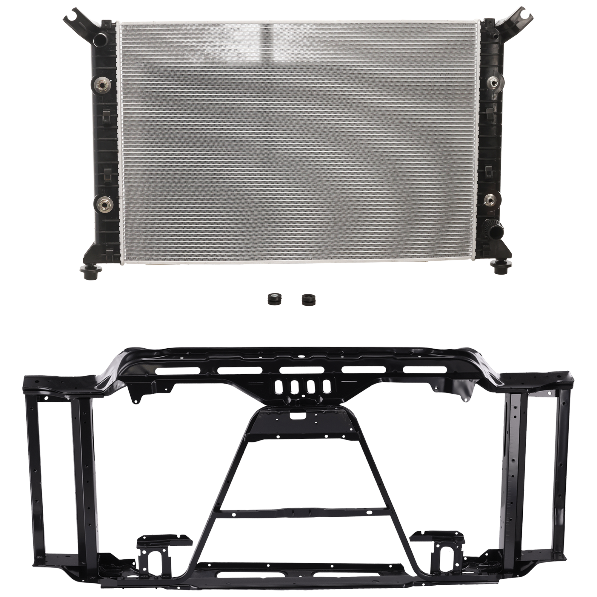 AM SILVERADO SIERRA 2500 HD 3500 HD 11-14 RADIATOR SUPPORT 2 pc Kit Assembly Steel includes Radiator SKU KIT 090925-34 Partslink GM3010566 OEM 84179524