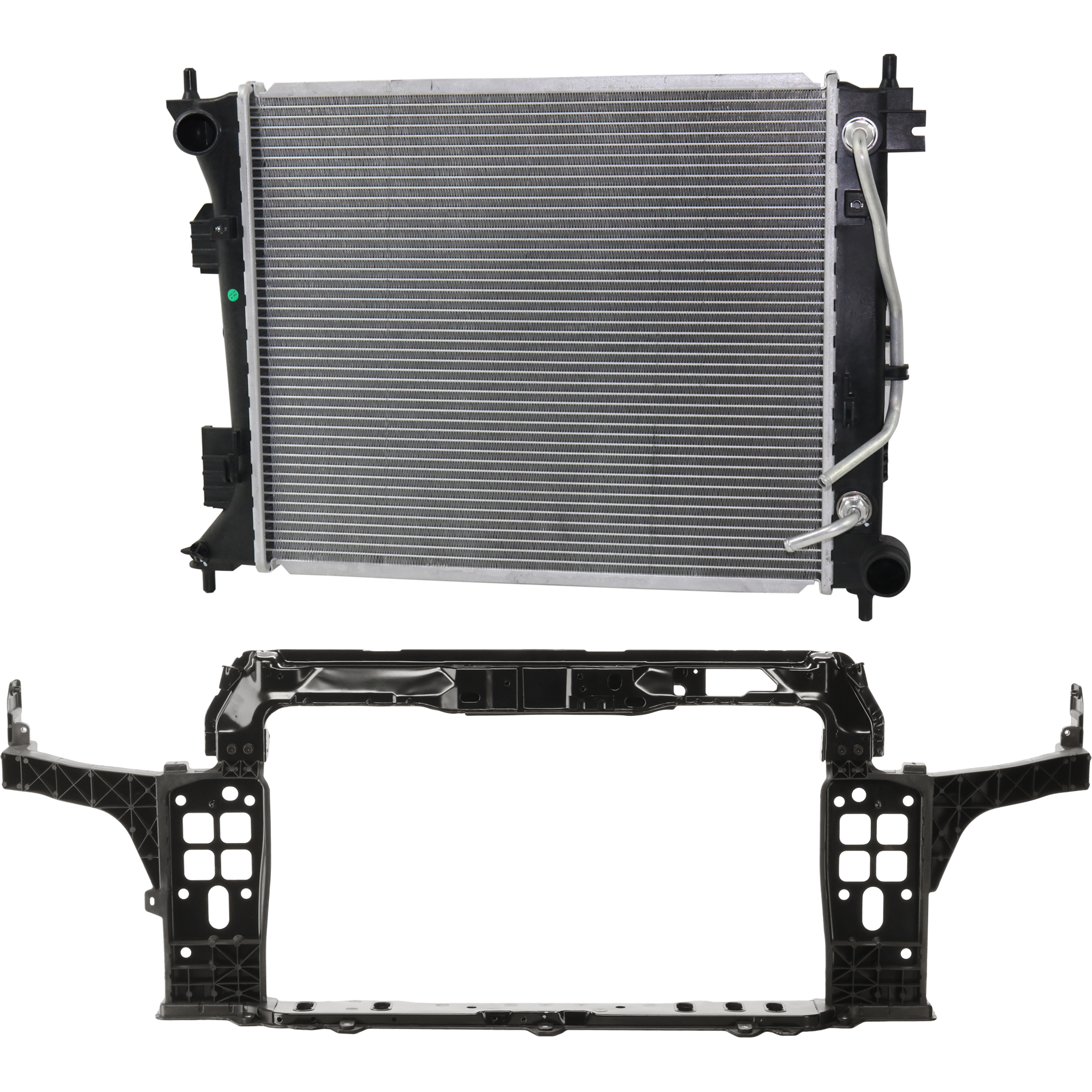 AM VELOSTER 14-16 RADIATOR SUPPORT 2 pc Kit Plastic includes Radiator SKU KIT 090925-42 Partslink HY3010184 OEM 253102V750