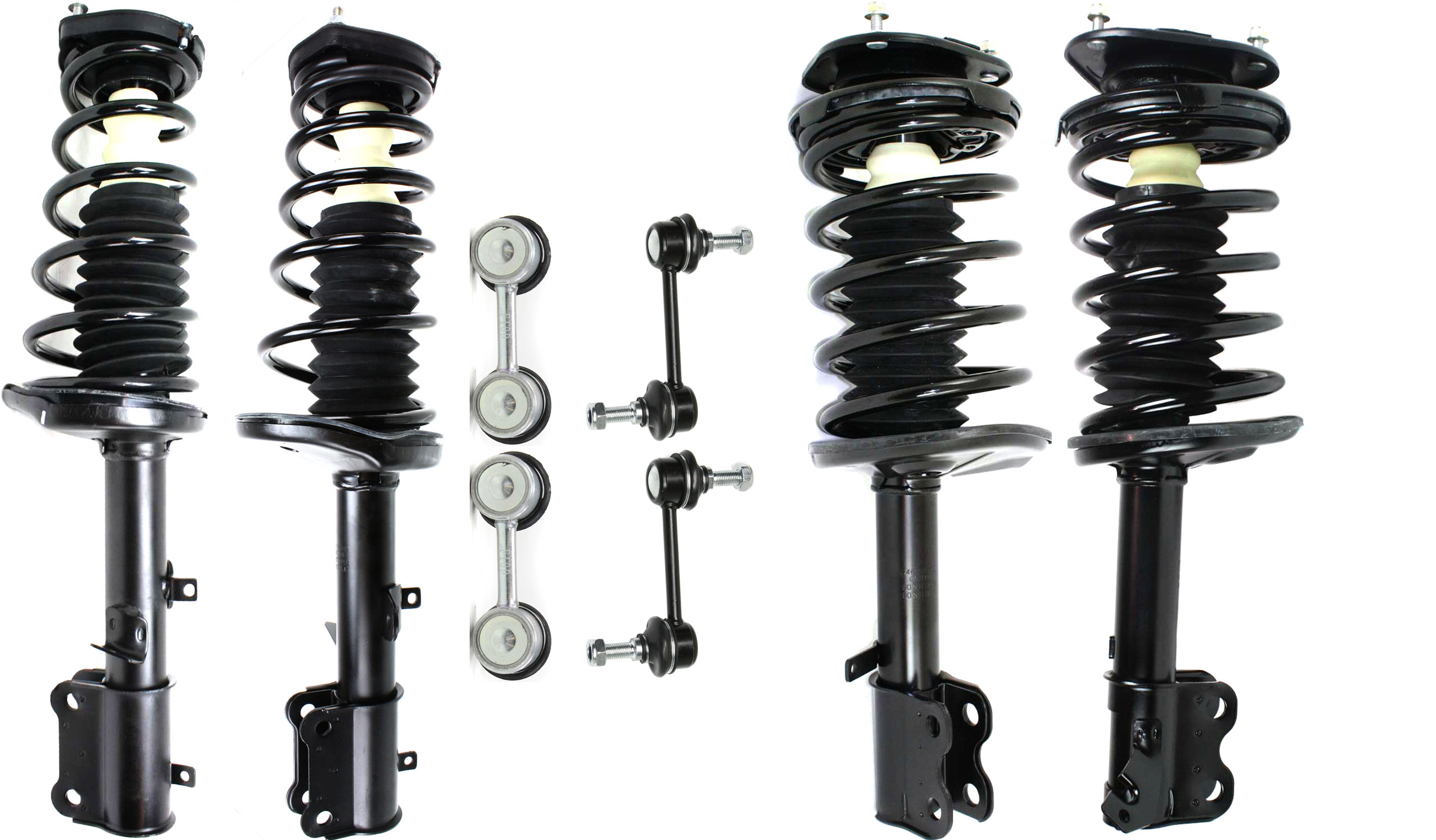 AM COROLLA 93-02 PRIZM 98-02 FRONT AND REAR SUSPENSION KIT RH AND LH 8 pc kit with Loaded Struts and Sway Bar Links SKU KIT 091015-01 OEM 92130012-55S15051-813074-13