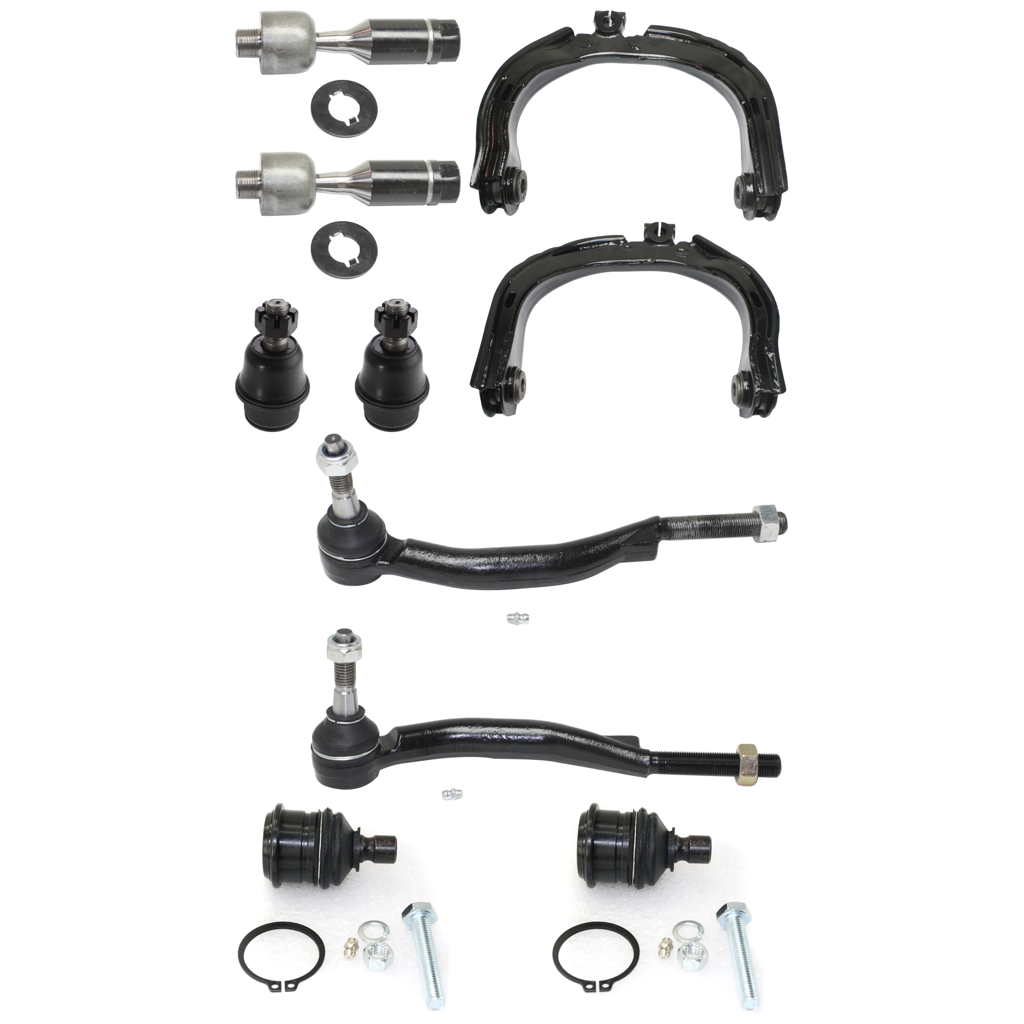 AM TRAILBLAZER ENVOY 02-09 FRONT CONTROL ARM KIT RH AND LH Upper w ball joint s 10 pc Kit with Ball Joint and Tie Rod End SKU KIT 091016-10 OEM 104335-2601560-5051296-2215