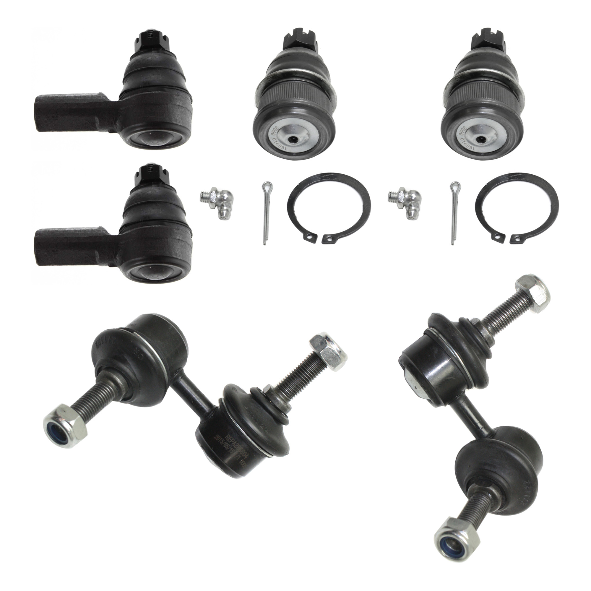 AM CIVIC 01-05 CR V 02-06 FRONT SUSPENSION KIT RH AND LH 6 pc kit with Ball Joints Sway Bar Links and Tie Rod Ends SKU KIT 091016-12 OEM 104294-1015477-1016825-2601