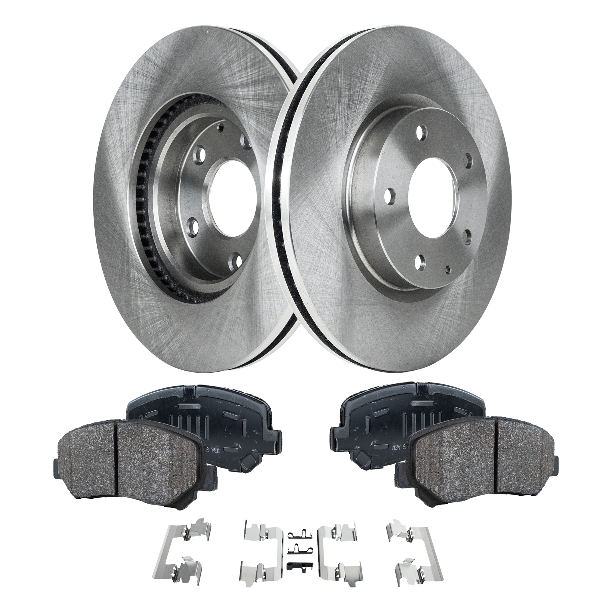 AM CX 5-13-17 FRONT BRAKE DISC AND PAD KIT 4 pc kit SKU KIT 091121-1437 OEM GHP933251A K0Y13323Z K0Y13328Z