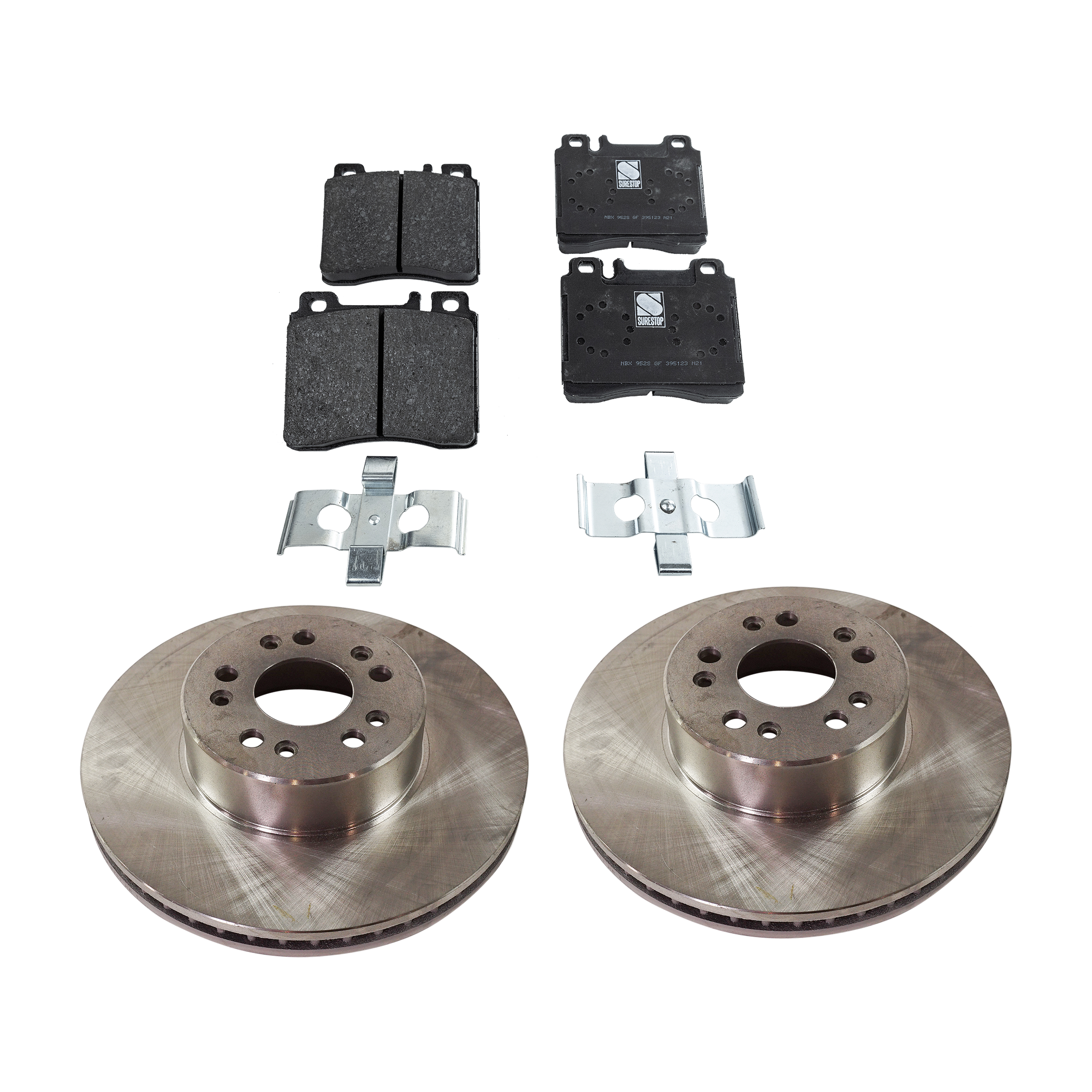 AM S CLASS 92-99 FRONT BRAKE DISC AND PAD KIT 4 pc Kit SKU KIT 091121-1448 OEM 34047-34112-45054-96838-141814