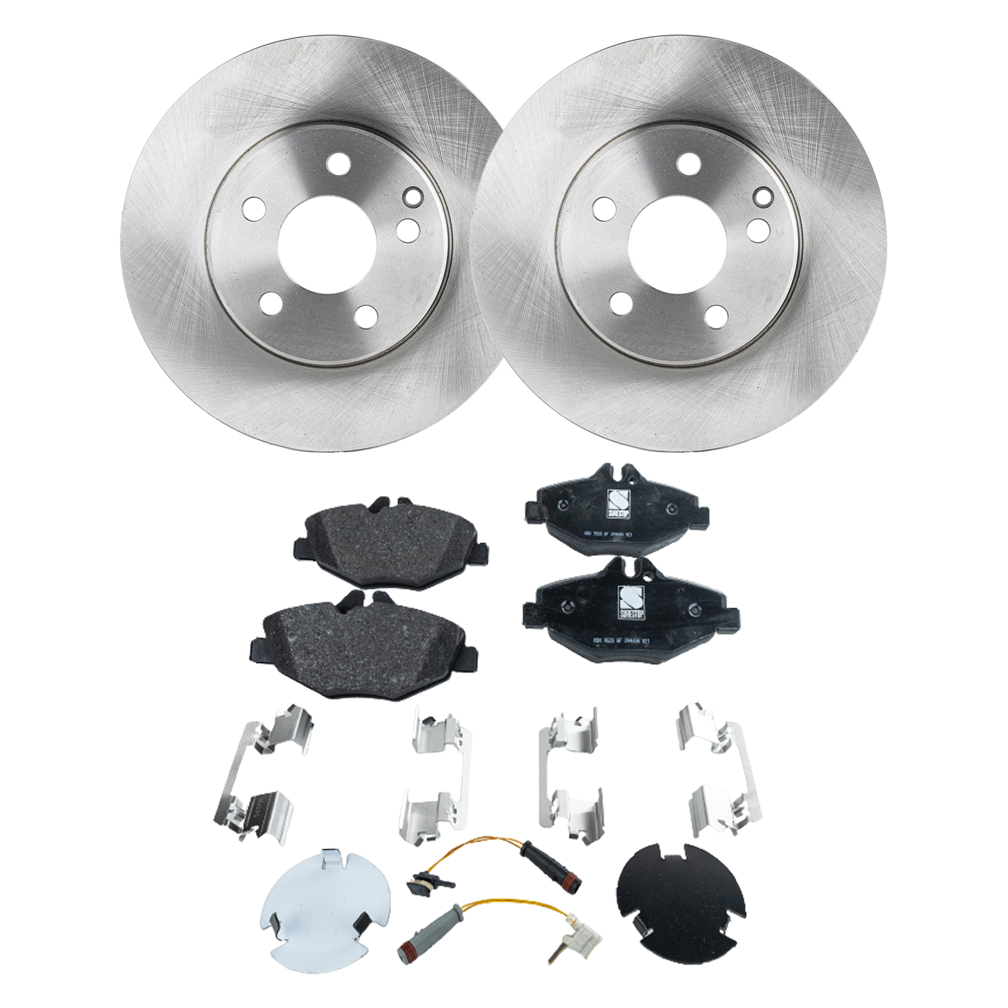 AM E320-03-09 FRONT BRAKE DISC AND PAD KIT 4 pc kit SKU KIT 091121-1456 OEM 2114210812-0034206520-00342099
