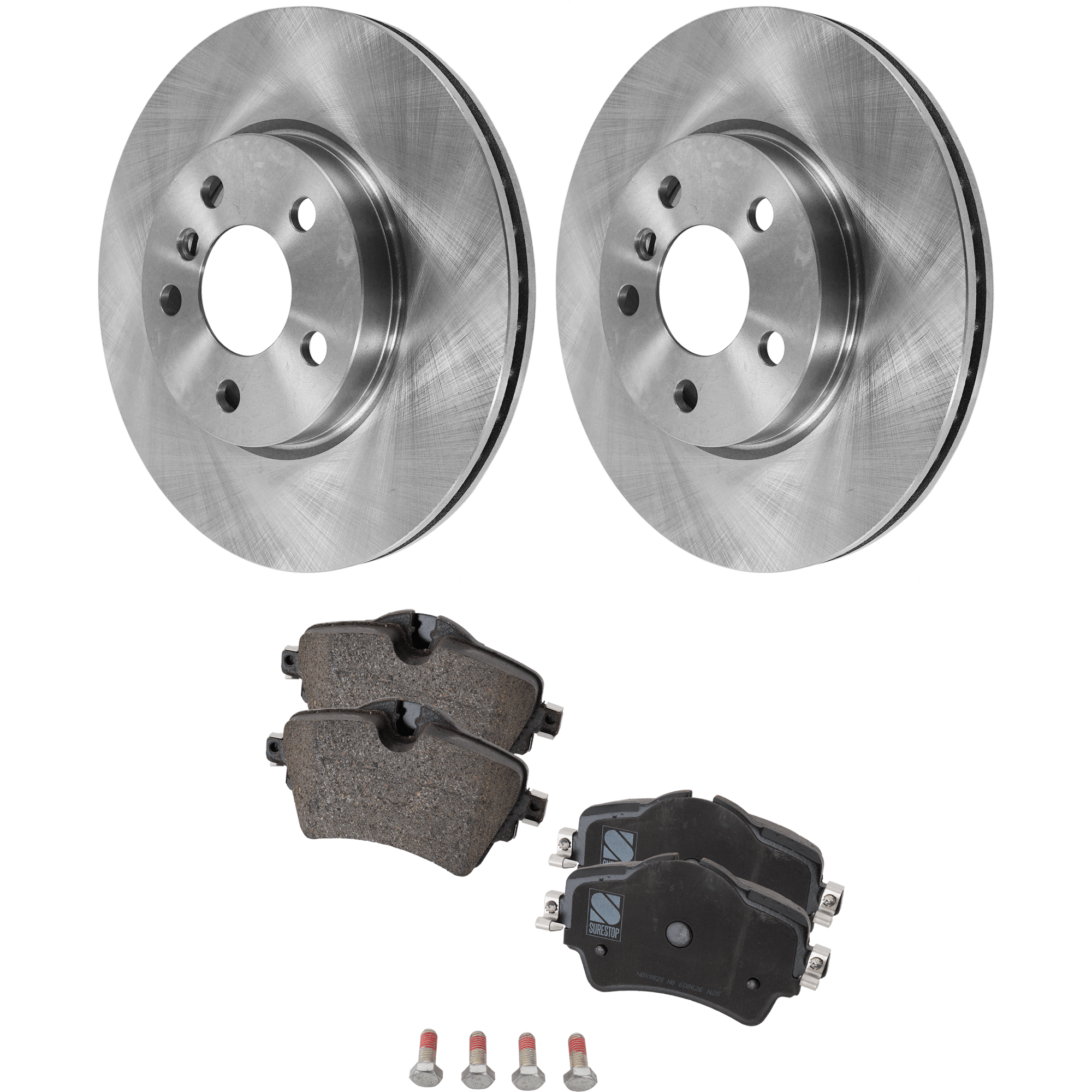 AM COOPER 14-18 FRONT BRAKE DISC AND PAD kit 4 pc kit SKU KIT 091121-1473 OEM 34116866297-34106863293