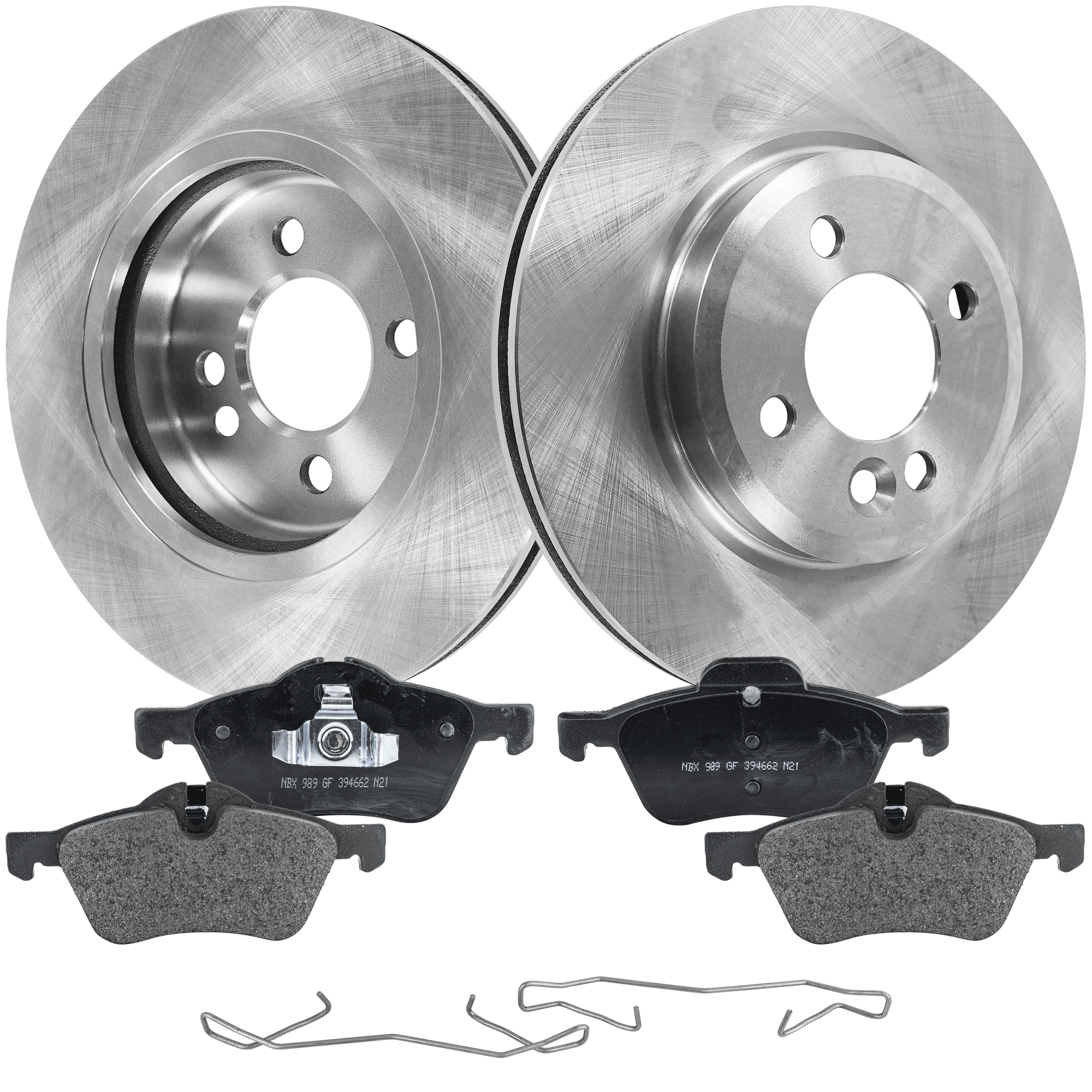 AM COOPER 02-06 FRONT BRAKE DISC AND PAD KIT 2 Wheel Set Plain Surface SKU KIT 091121-1476 OEM 3-411-150-289-134-110-000-000-000-000