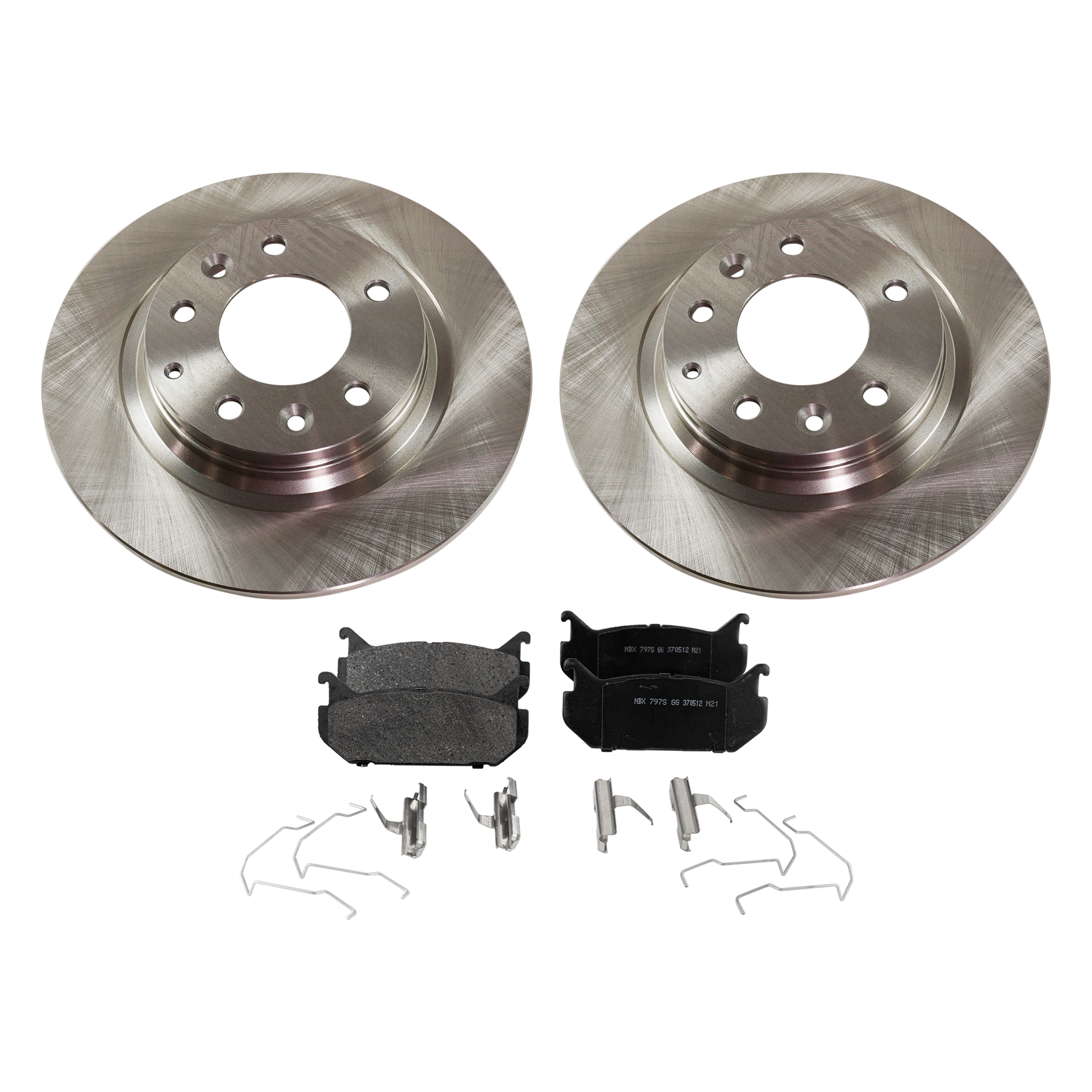 AM MAZDA 626-98-02 REAR BRAKE DISC AND PAD KIT 2 Wheel Set SKU KIT 091121-1492 OEM GF3Y26251A N12326251A F32Z2200