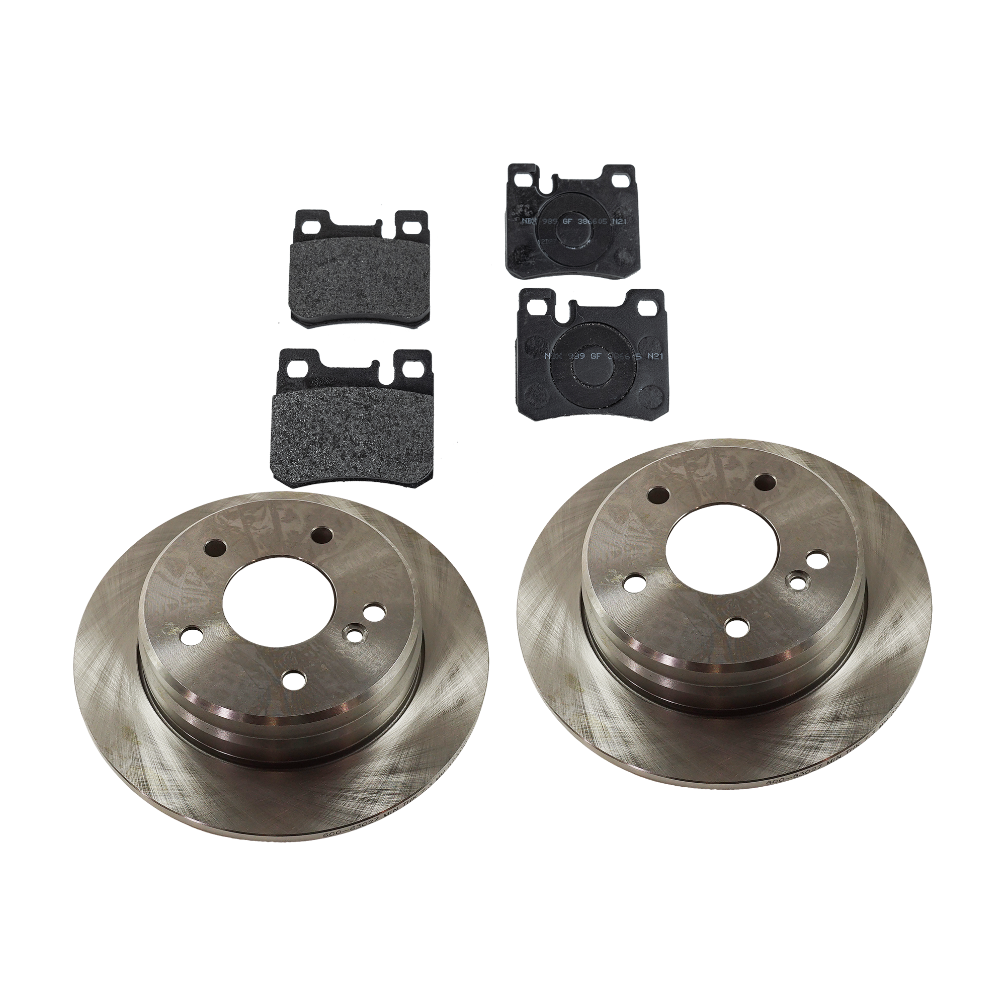 AM C280-94-95 REAR BRAKE DISC AND PAD KIT 2 Wheel Set Plain Surface SKU KIT 091121-1509 OEM 2024230012-0024200120