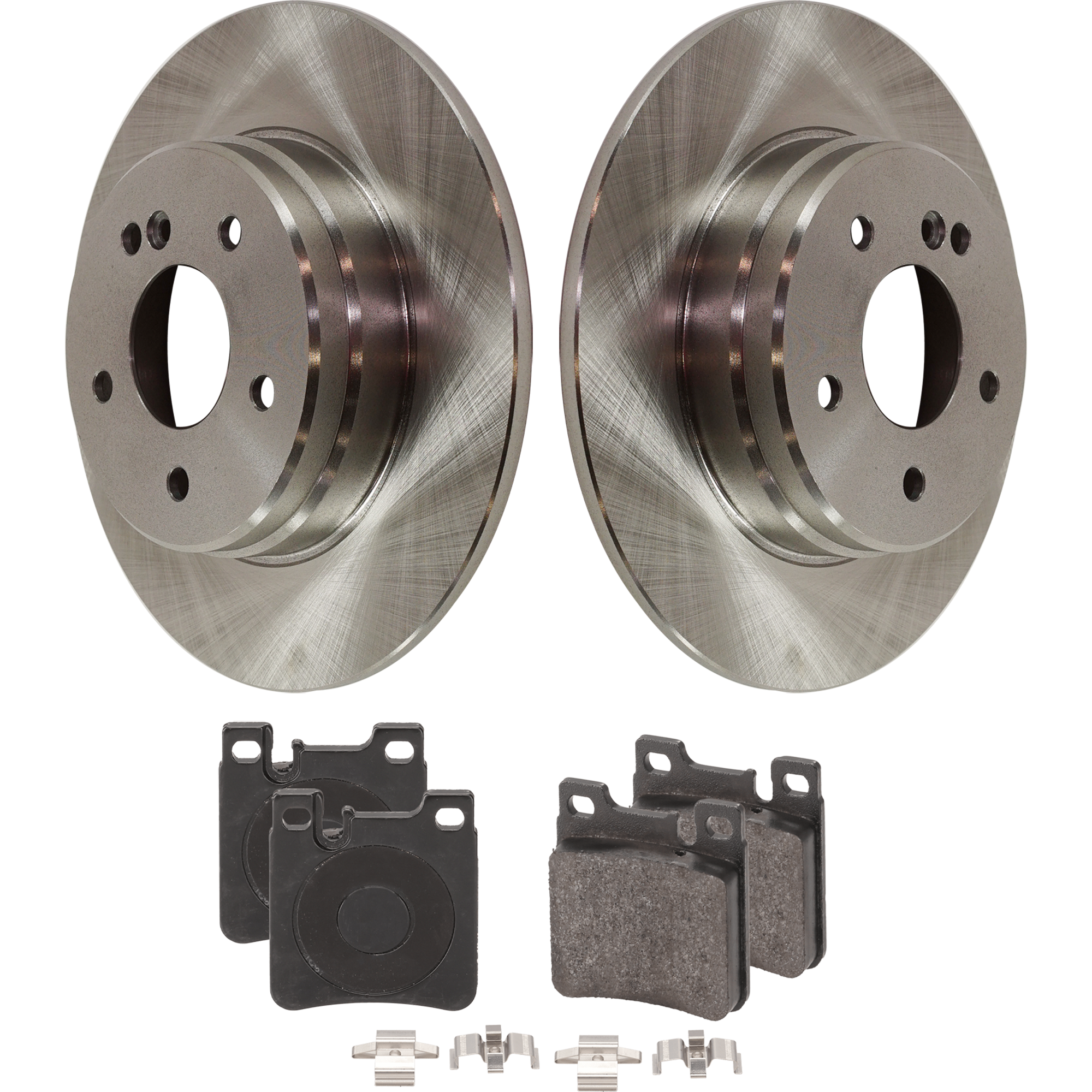 AM E CLASS 96-99 REAR BRAKE DISC AND PAD KIT 4 pc kit SKU KIT 091121-1514 OEM 2104230612-0024200520-00242016