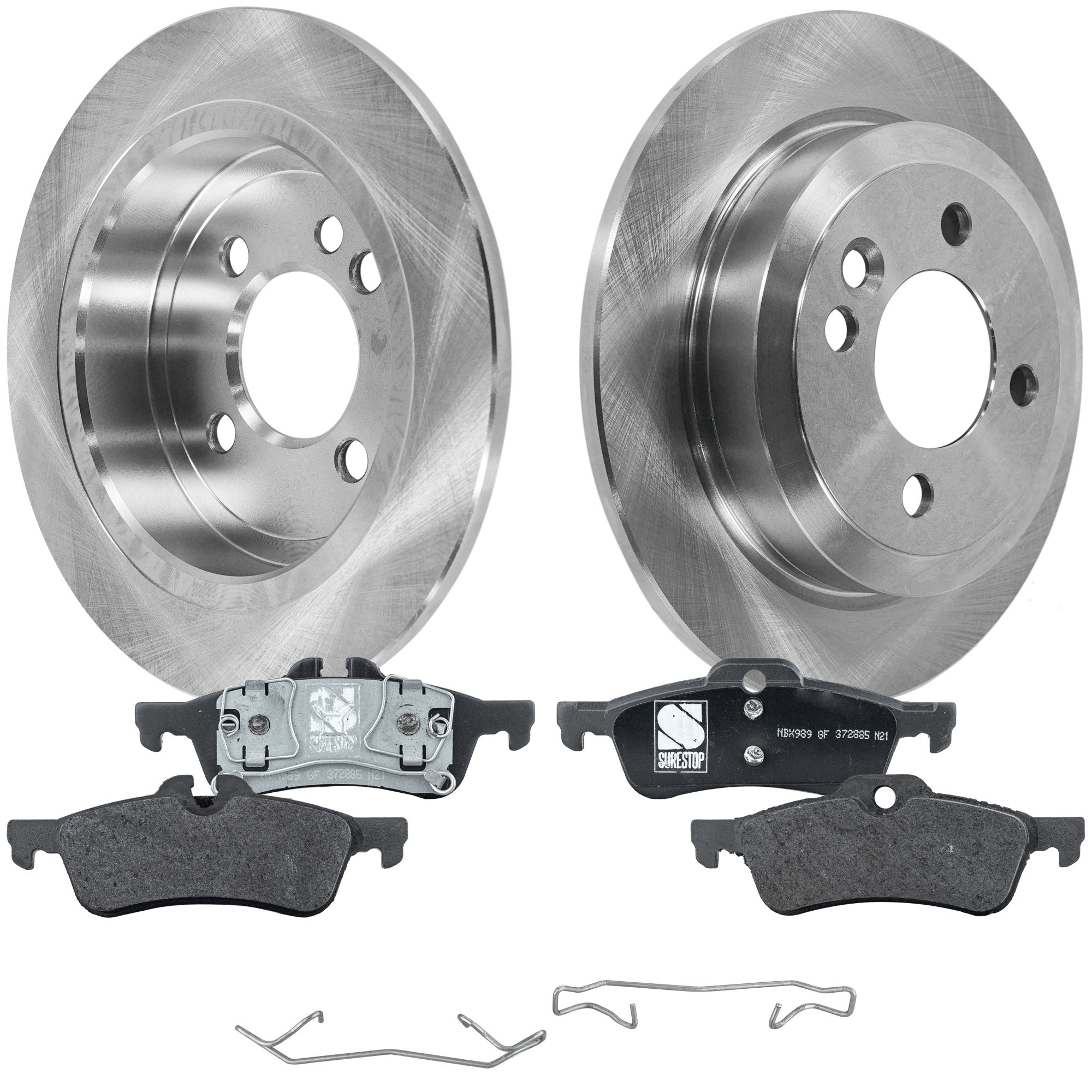 AM COOPER 02-06 REAR BRAKE DISC AND PAD KIT 4 pc kit SKU KIT 091121-1531 OEM 34211503070-34216762871-342167