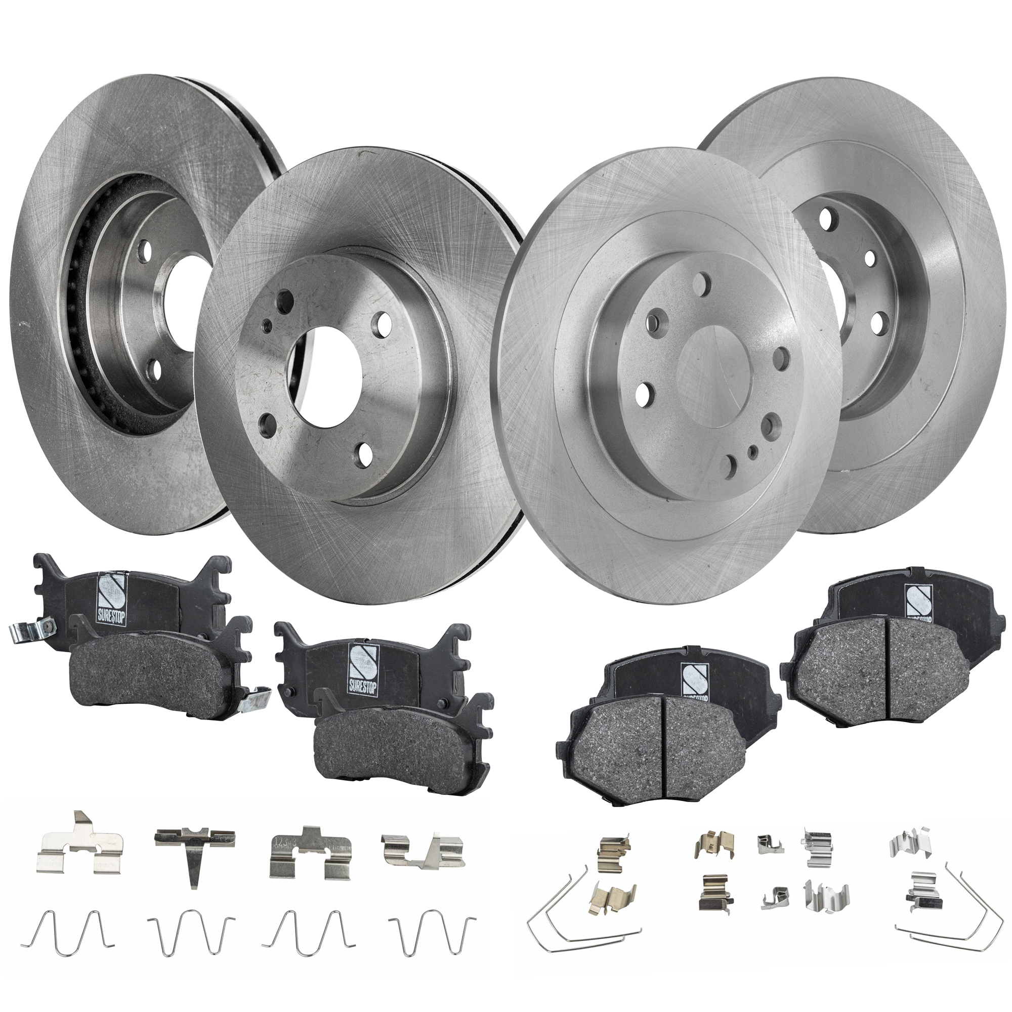 AM MIATA 94-02 FRONT AND REAR BRAKE DISC AND PAD KIT 8 pc kit Plain Surface SKU KIT 091121-1546 OEM F1CZ2C026A F1CZ2C026B BB4C2625