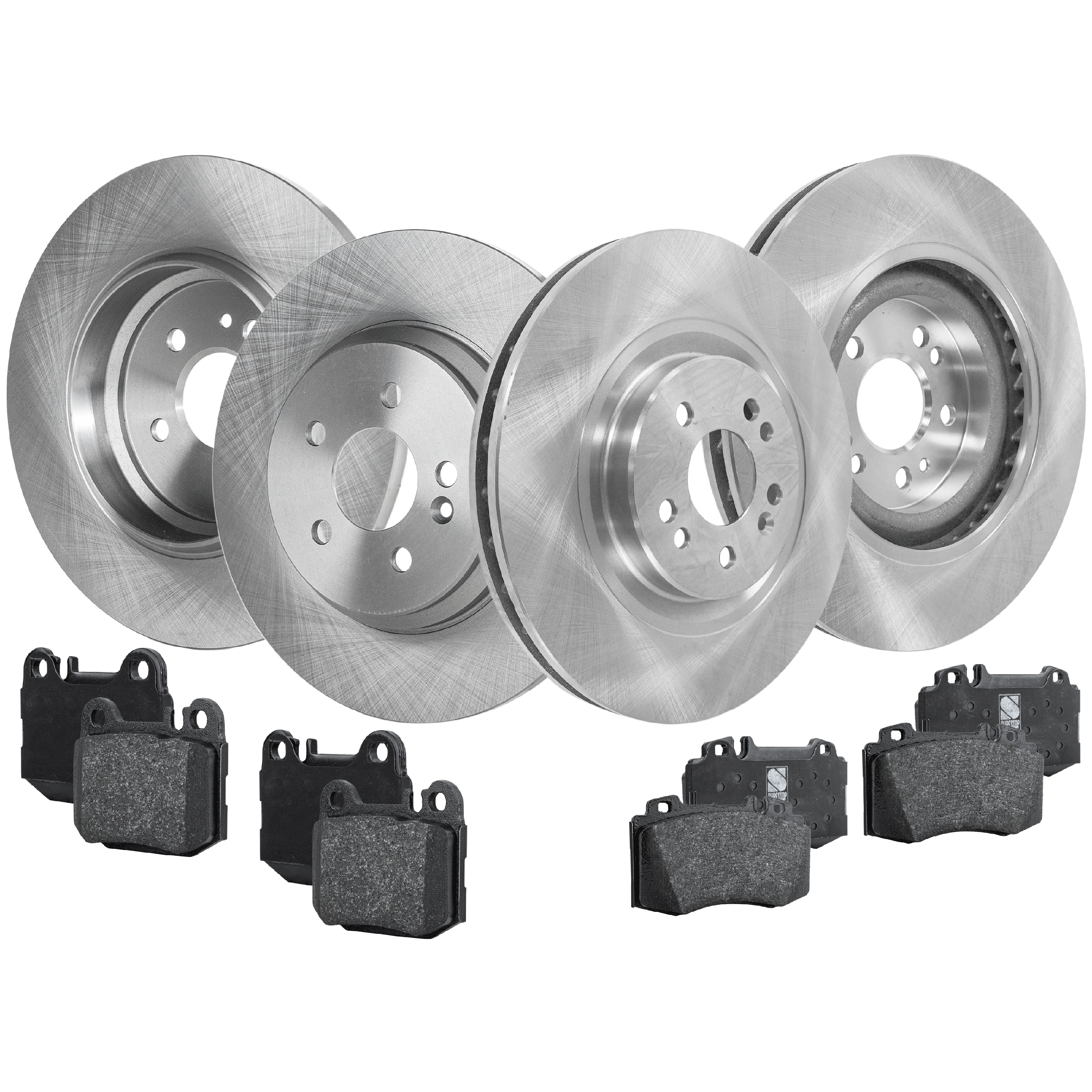 AM ML CLASS 00-05 FRONT AND REAR BRAKE DISC AND PAD KIT 8 pc kit SKU KIT 091121-1566 OEM 34175-4886940-60063125-34175G