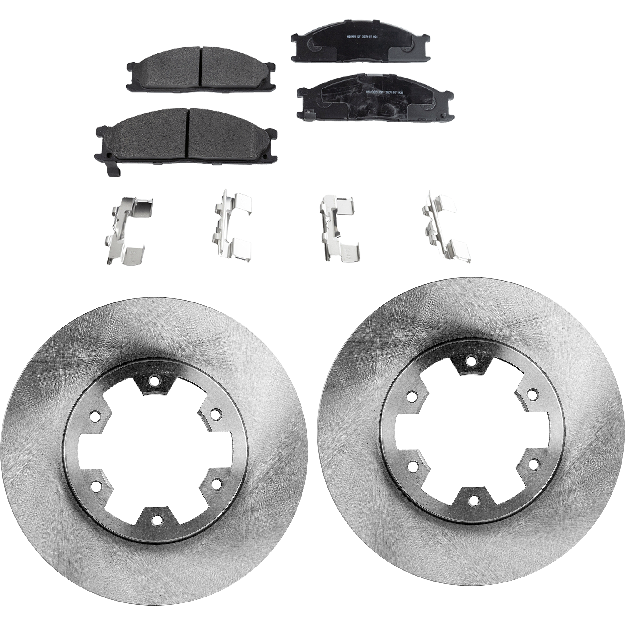AM D21-86-94 FRONTIER 98-02 PATHFINDER 87-95 FRONT BRAKE DISC AND PAD KIT 2 Wheel Set SKU KIT 091121-1587 OEM 4020631G00-4020631G01-26296AA0