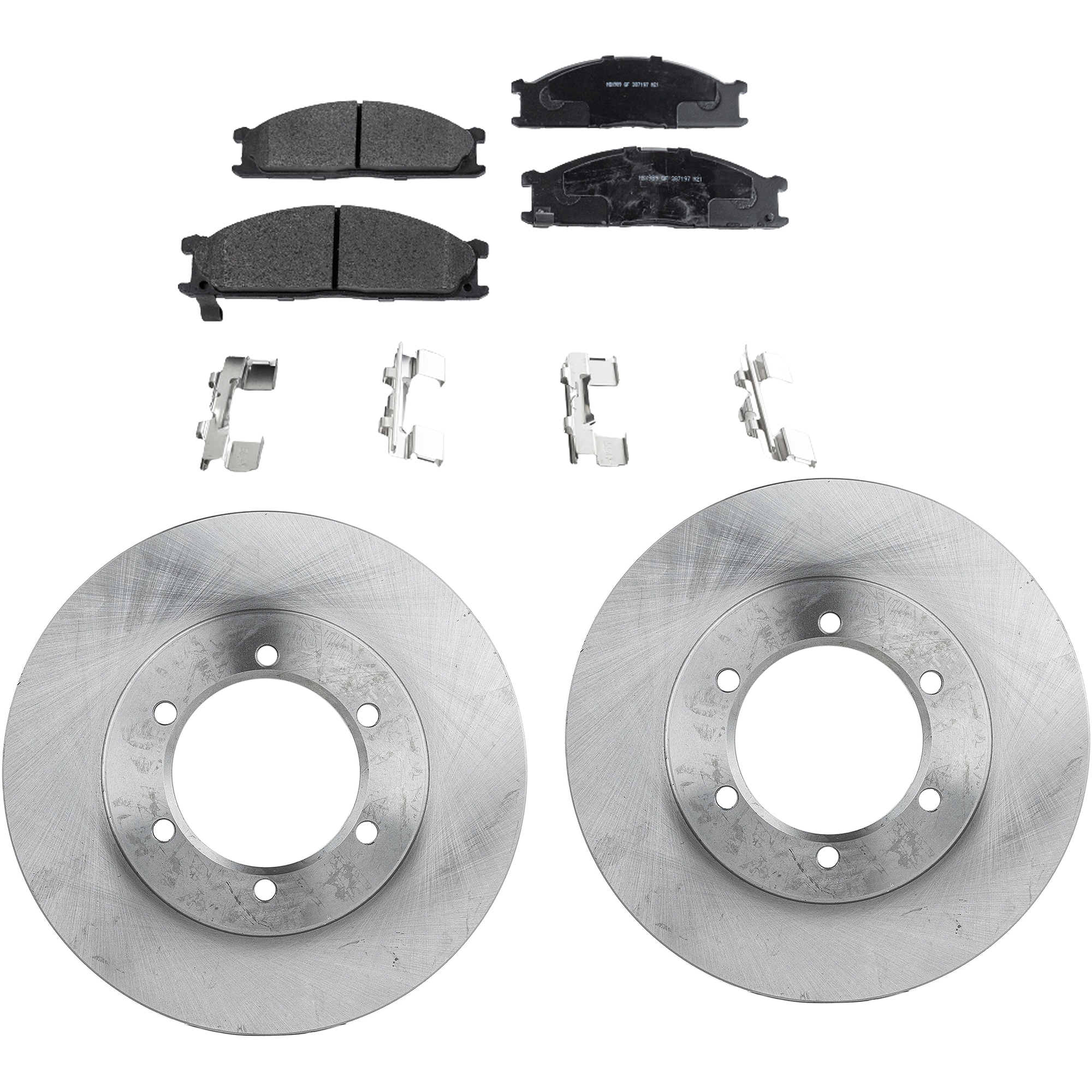 AM FRONTIER 98-04 FRONT BRAKE DISC AND PAD KIT 4 pc kit SKU KIT 091121-1594 OEM 402062S400-26296AA050-26296AA0