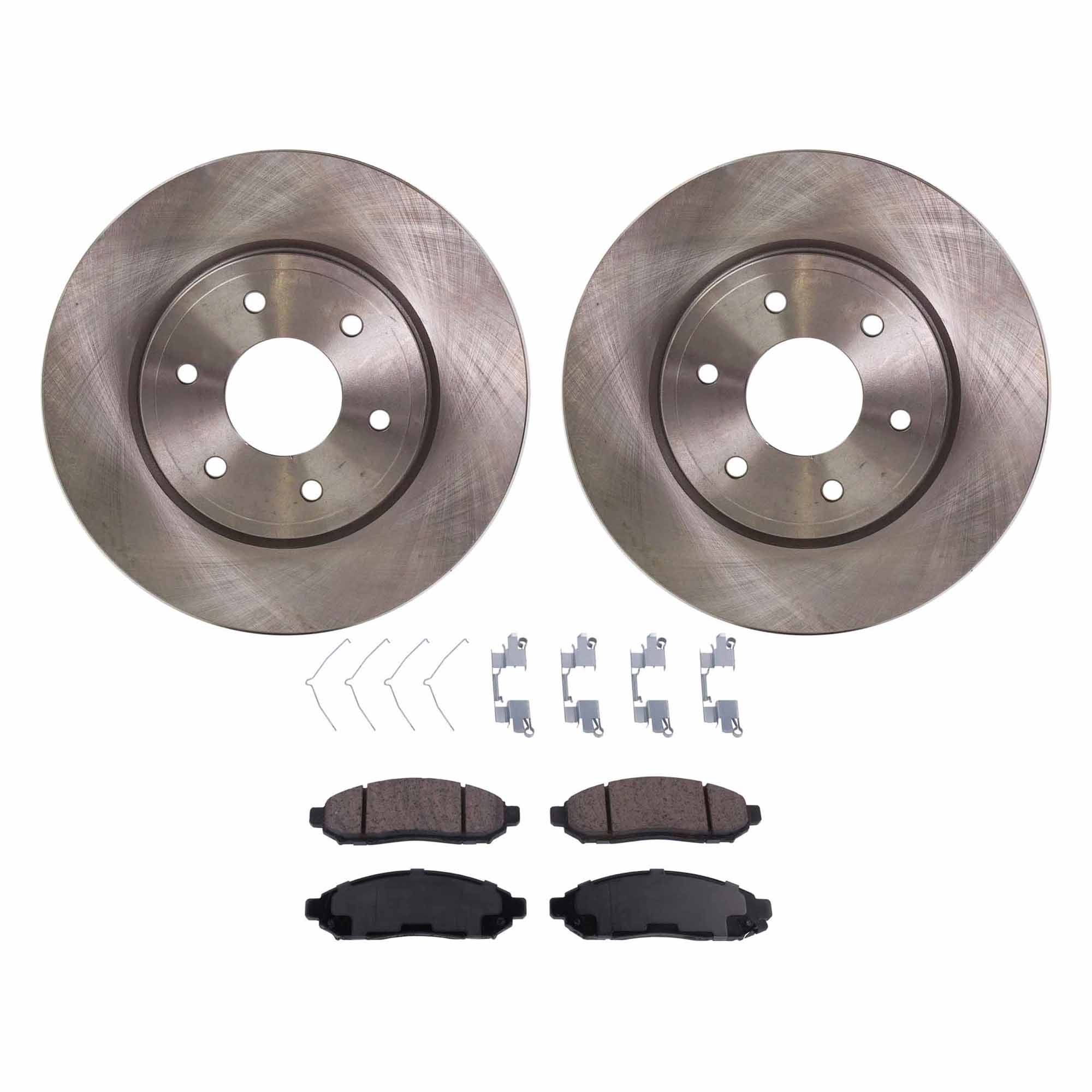 AM EQUATOR 09-10 FRONTIER 05-19 FRONT BRAKE DISC AND PAD KIT 4 pc kit SKU KIT 091121-1597 OEM 40206EA01A 402069BD0B 402069BD