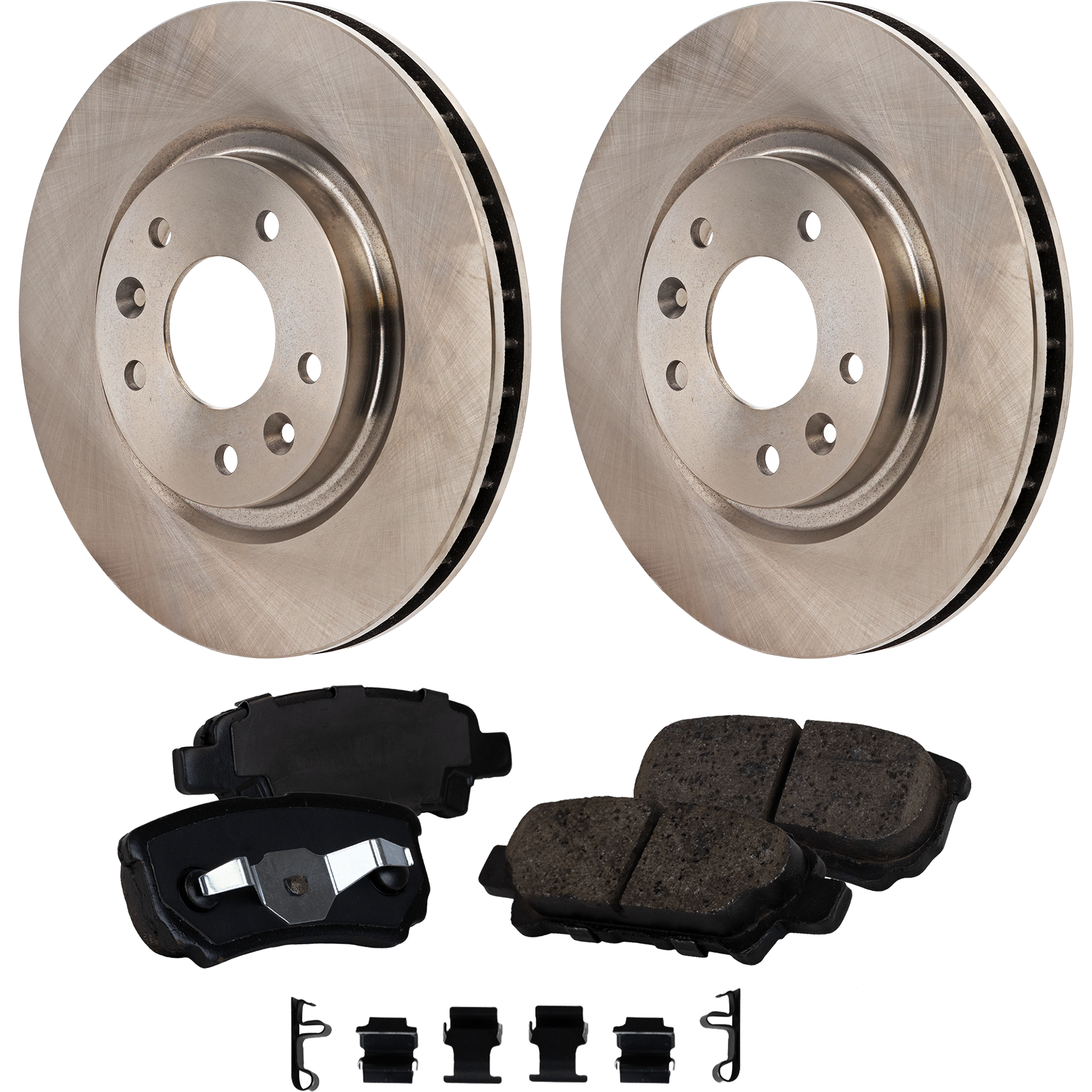 AM LEAF 14-17 FRONT BRAKE DISC AND PAD KIT 4 pc Kit SKU KIT 091121-1600 OEM 44822-0833593-850376-60067106