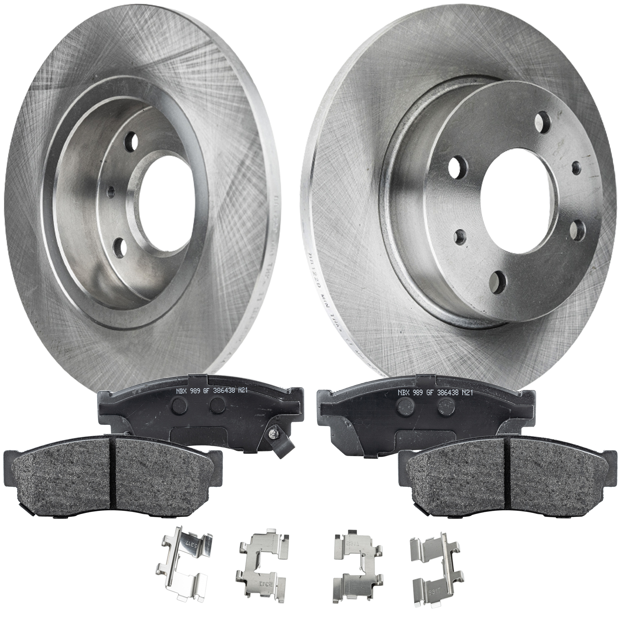 AM PULSAR NX 87-90 SENTRA 86-90 FRONT BRAKE DISC AND PAD KIT 2 Wheel Set SKU KIT 091121-1607 OEM 4020661A01-4020661A11-4020650Y